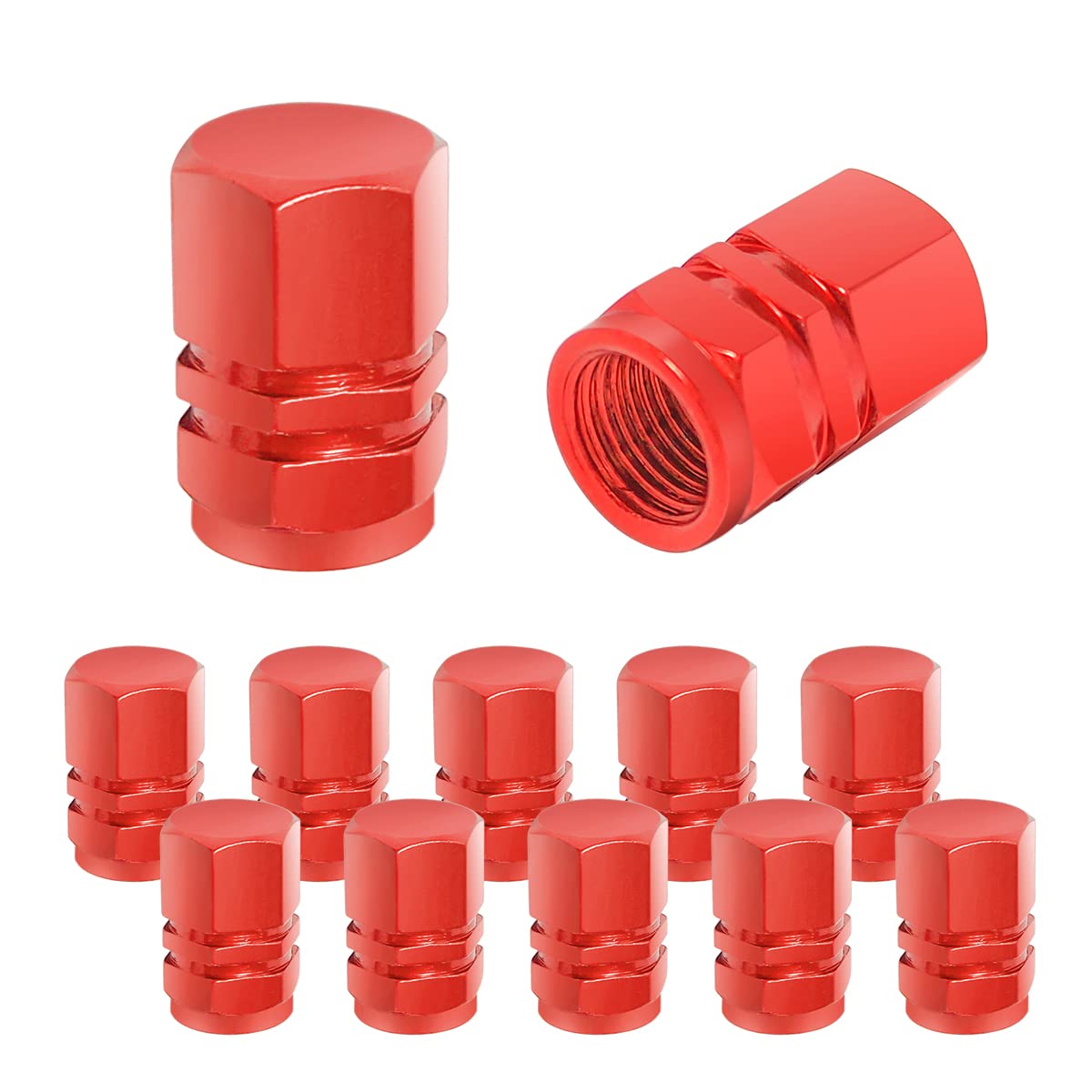 12 Pcs Car Tire Valve Stem Caps, Airtight Caps/Covers, Universal For Cars, Bicycles, Motorcycles, Suvs, Car Accessories For Men Women (Red)