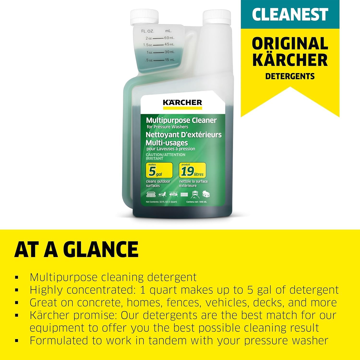 Kärcher - Multi-Purpose Cleaning Soap Concentrate - For Pressure Washers – For All Outdoor Surfaces – 1 Quart
