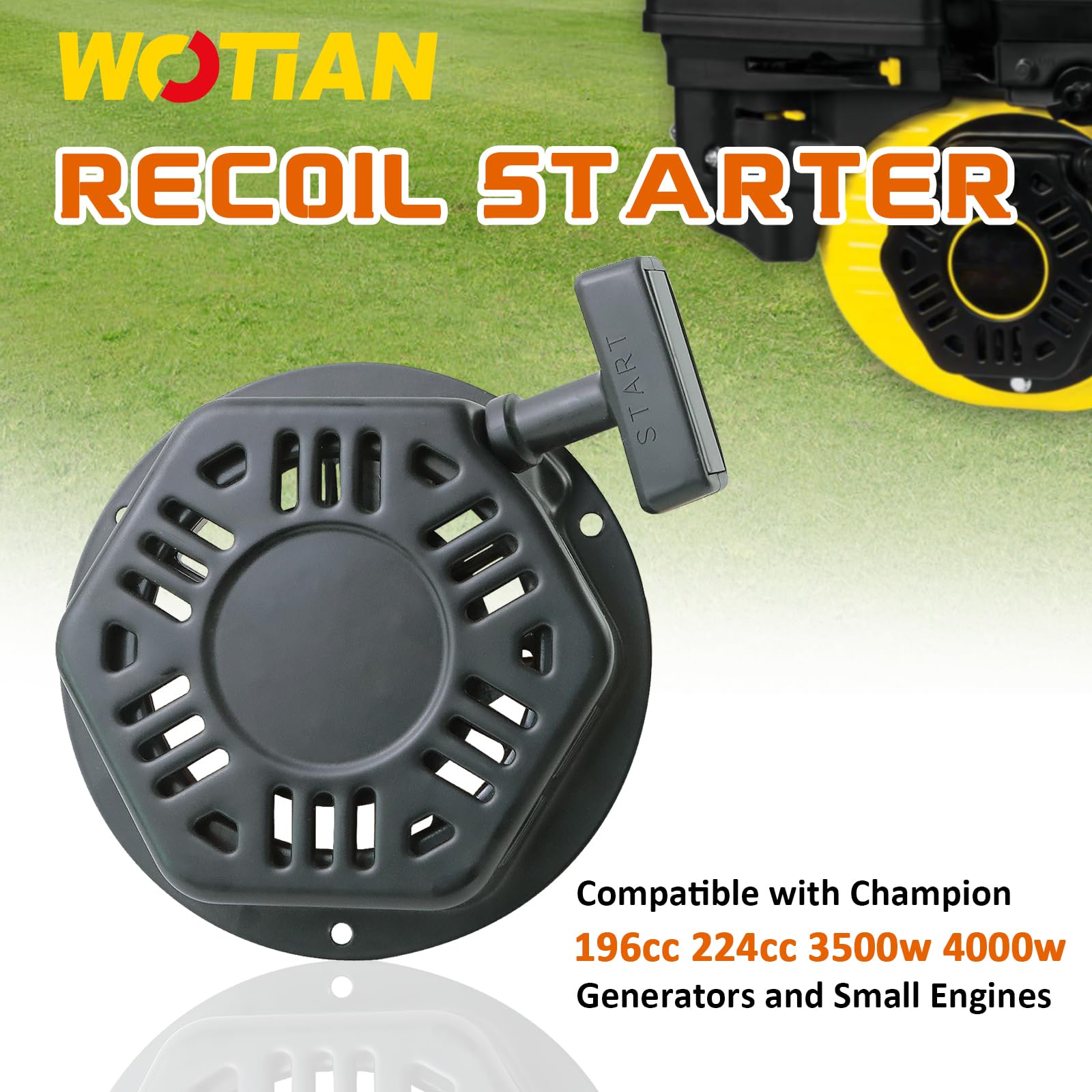 WOTIAN Recoil Starter Compatible with Champion 212cc 196cc 224cc Pull Start Assembly Generator Parts 3500w 4000w Part#22.061000.