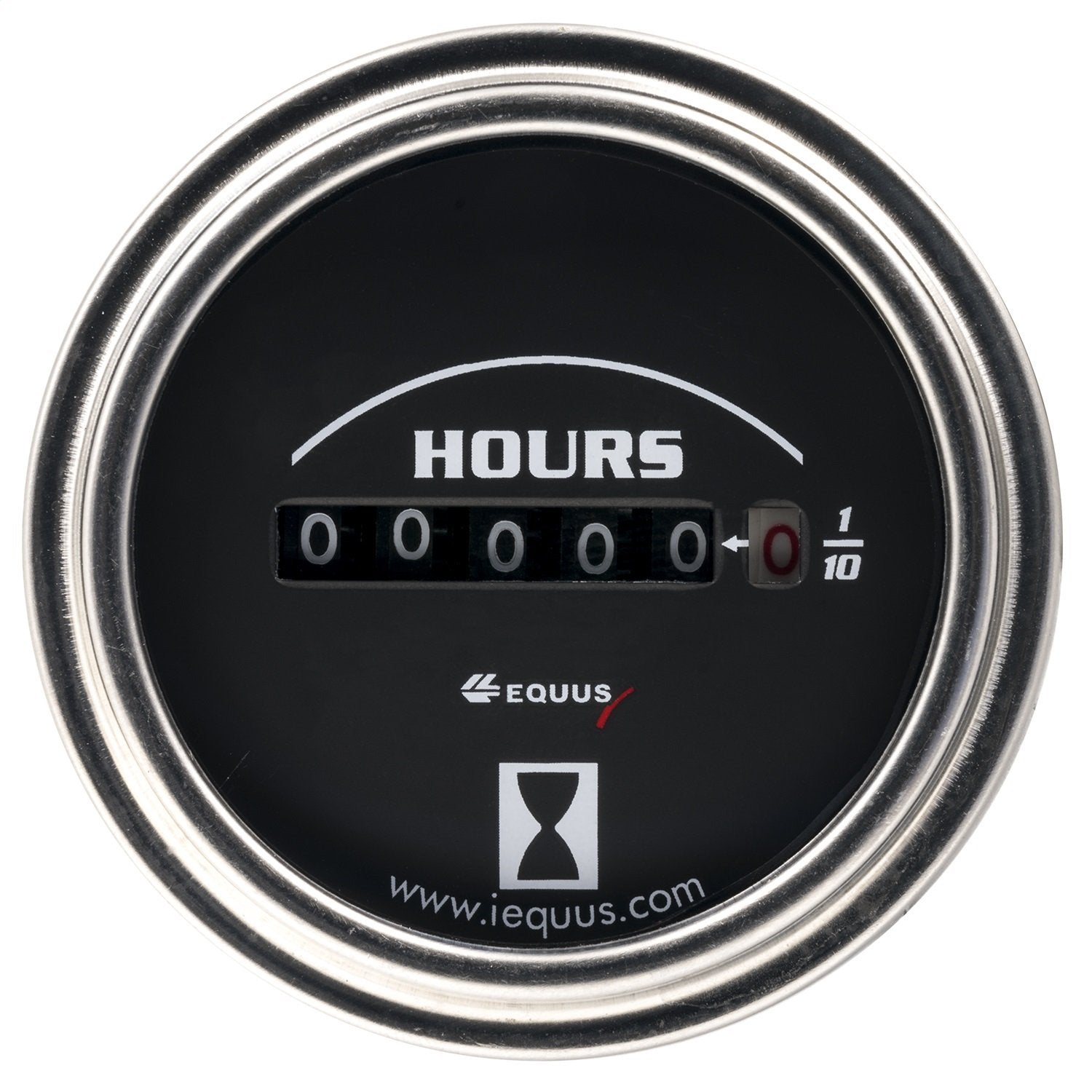 Equus 7210 2 Hourmeter, Chrome With Black Dial