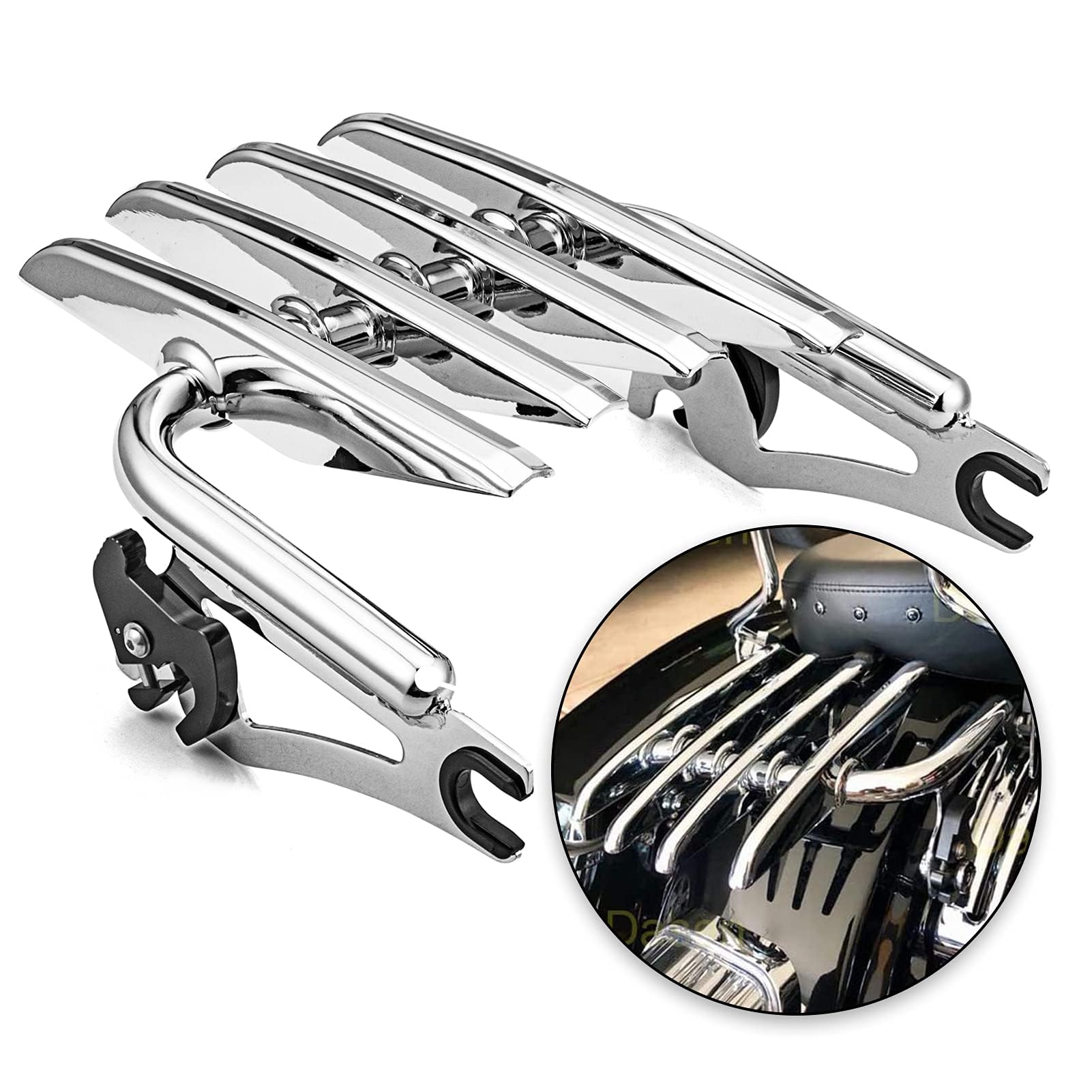 Dasen Chrome Mounting Stealth Luggage Rack Detachable Compatible With 2009-2024 Harley Davidson Touring Road King Electra Road S
