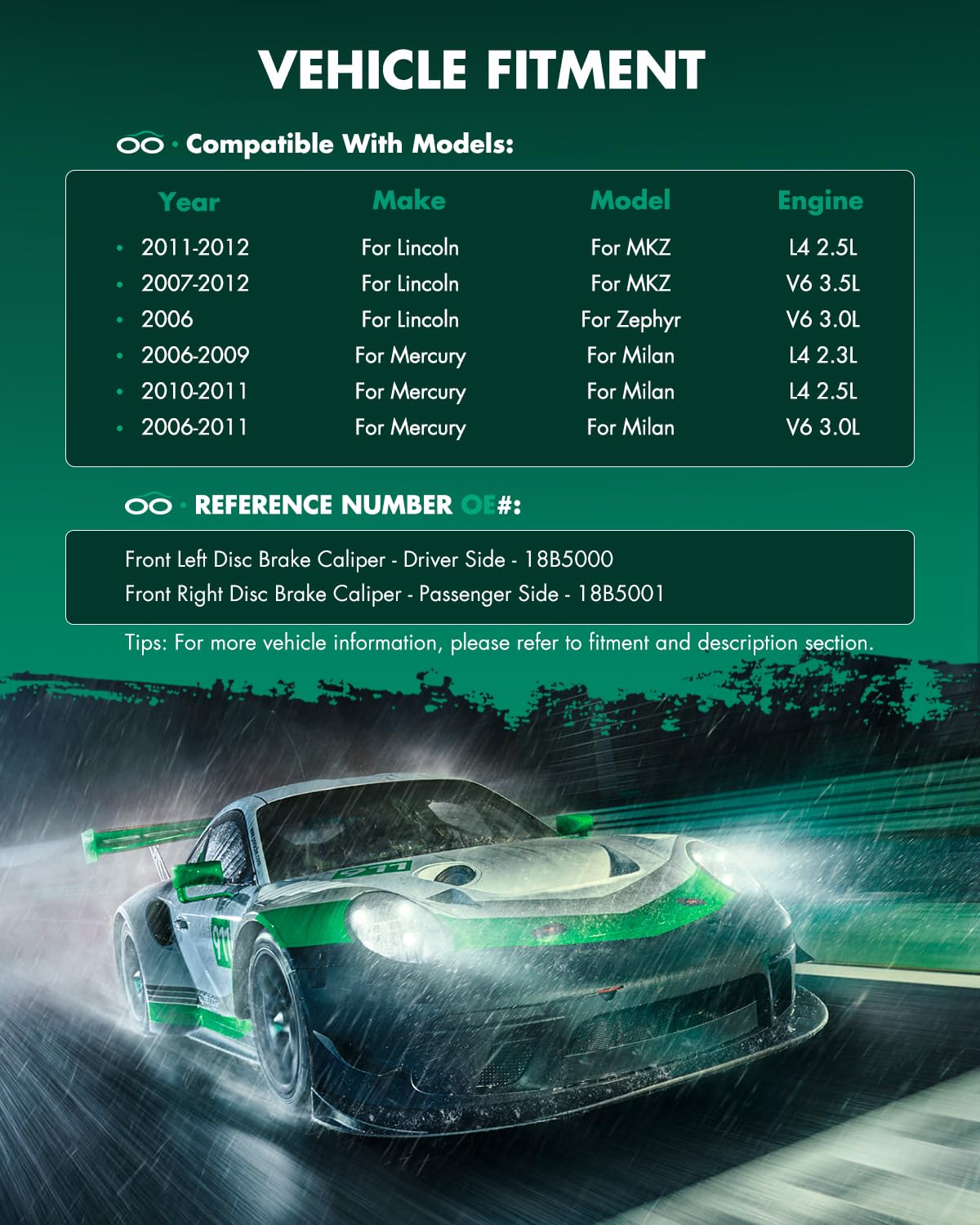 Scitoo 18B5000 18B5001 Front Left & Right Disc Brake Calipers Assembly W/Bracket For Ford For Fusion,For Lincoln For Mkz/For Zep