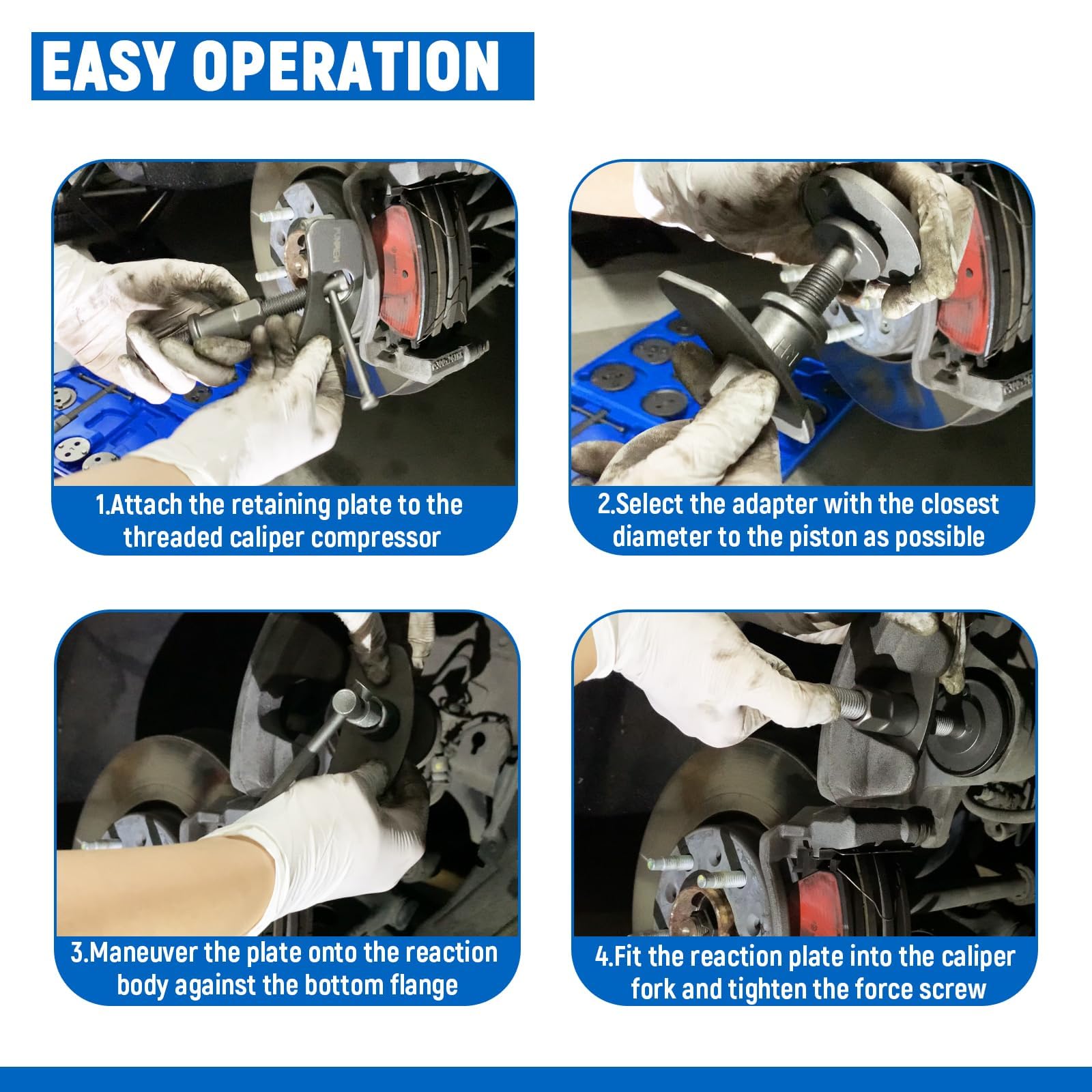 Punmew Brake Caliper Compression Tool 24-Piece Heavy Duty Disc Brake Piston Caliper Compressor Rewind Tool