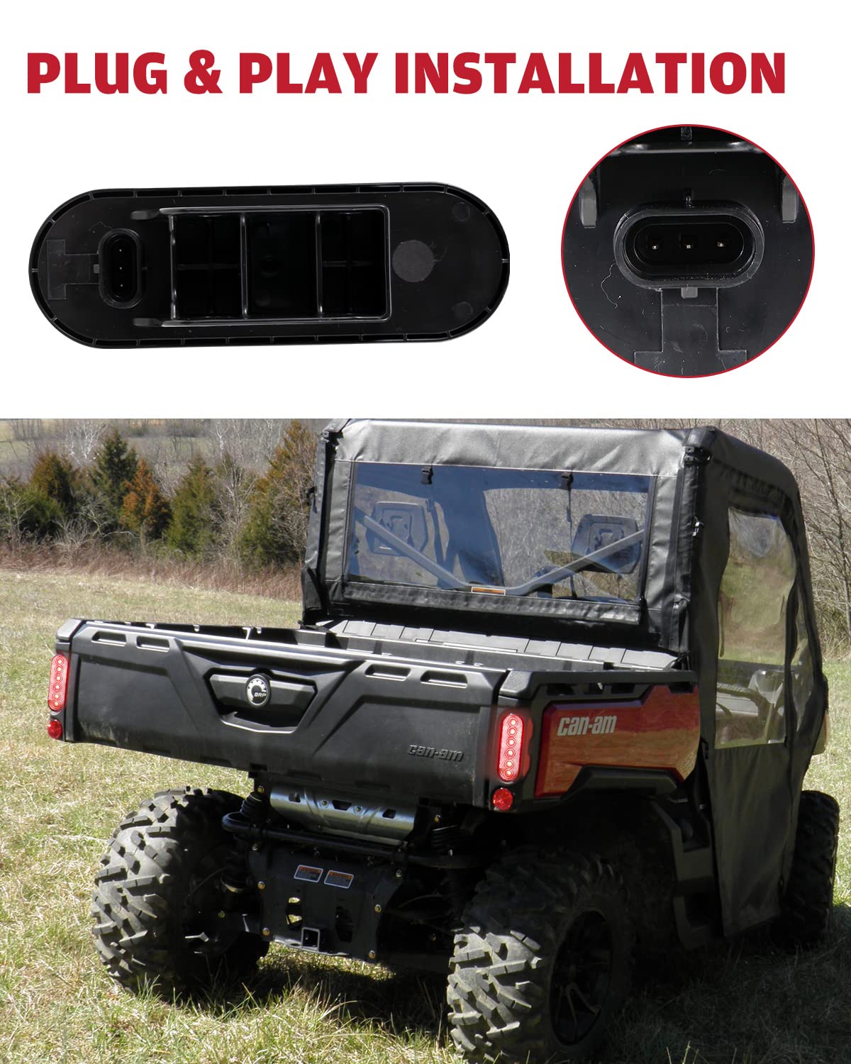 A & Utv Pro Defender Led Tail Light Kit, Rear Brake Taillights Assembly For 2016-2020 Can Am Defender Max Hd5 Hd8 Hd9 Hd10 Stop Lamps Accessories, Replace Oem #710004257, Smoked, 2Pcs