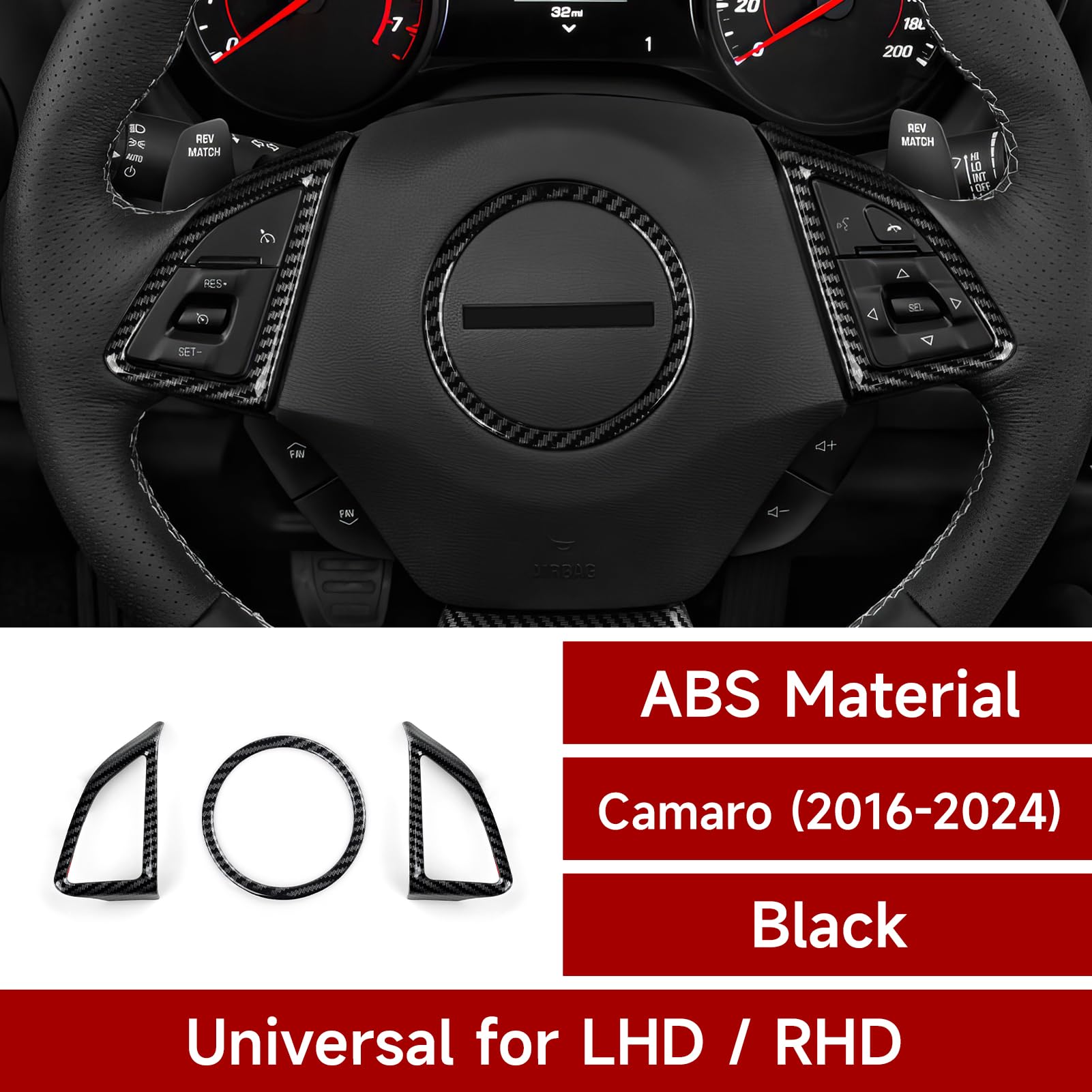 Car Sticker ABS Carbon Fiber Decal Interior Cover Trim for Chevrolet Camaro 2016 2017 2018 2019 2020 2021 2022 2023 2024 Accesso