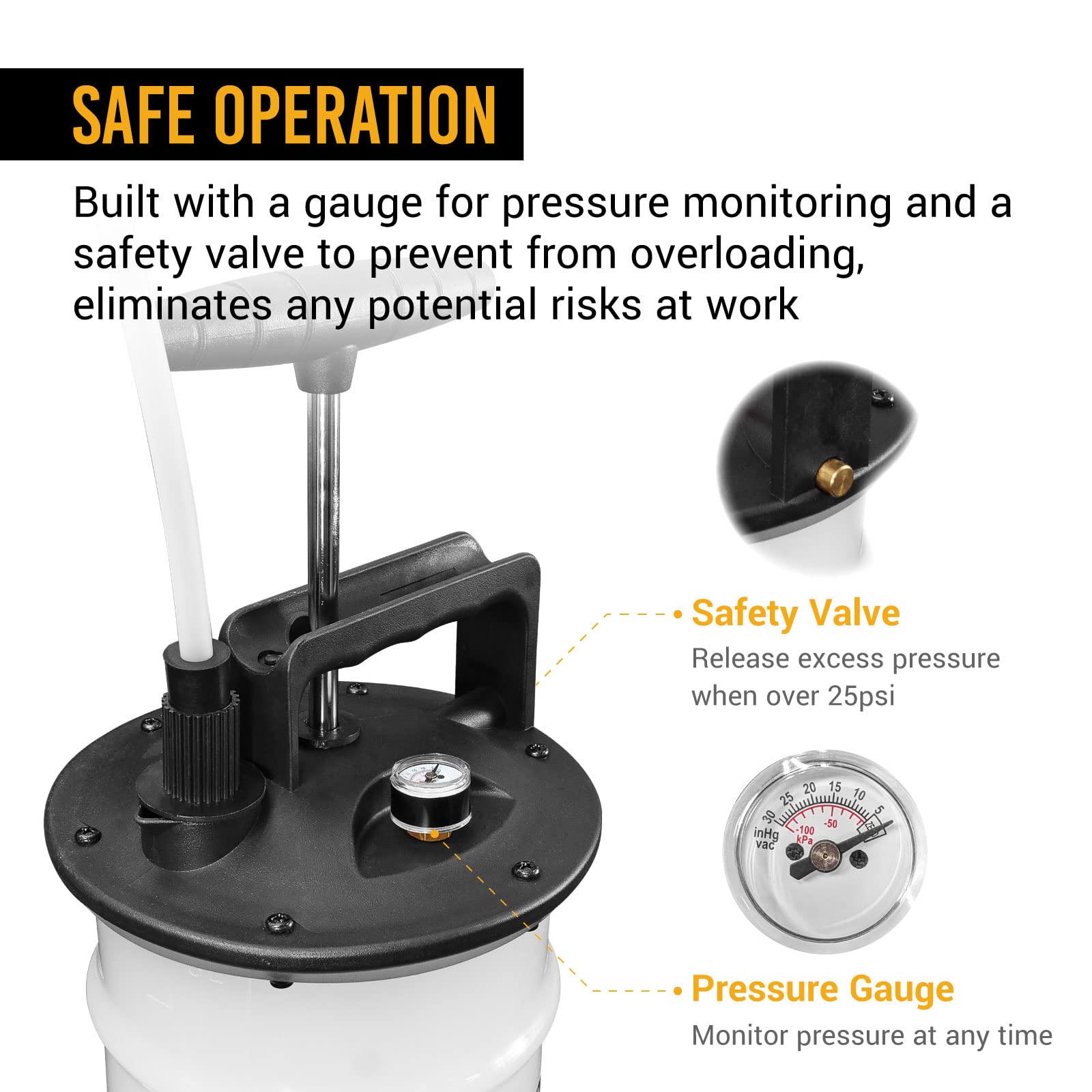 Ewk 8L Heavy Duty Manual Oil Extractor Change Pump For Automotive Fluids Vacuum Evacuation