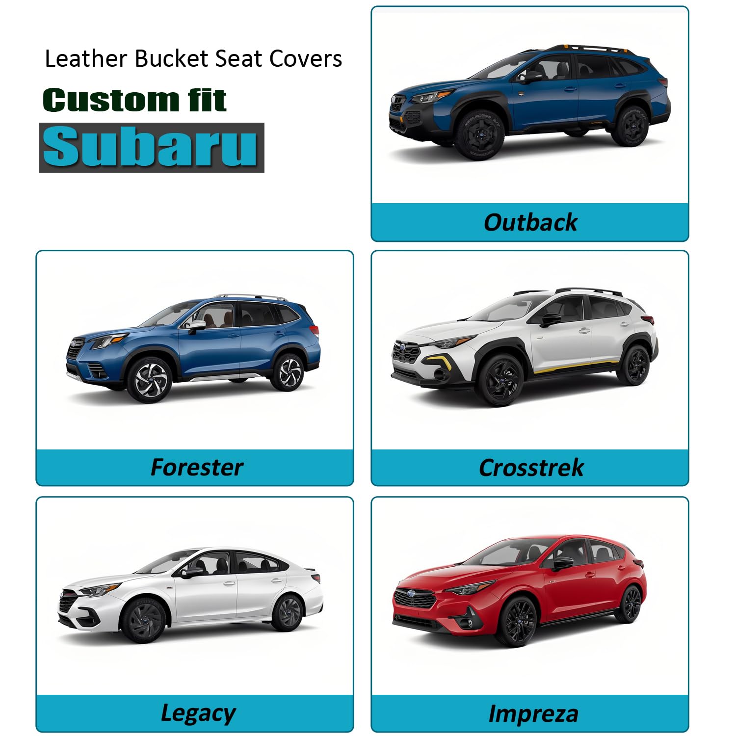 GIANT PANDA Fit Subaru Outback Forester Crosstrek Legacy Impreza Front Car Seat Cover, 3D Air Mesh Breathable Seat Protector, Re