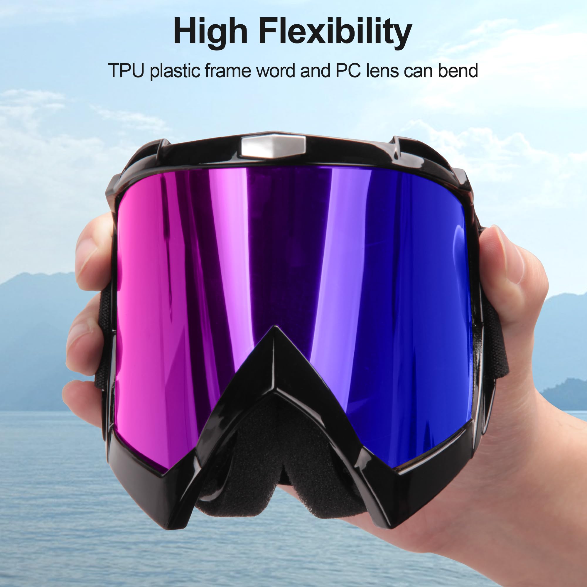 JAGASOL Dirt Bike Goggles, Ski Goggles for Men Women, Powersports Goggles for Riding Snowboarding Racing, Motorcycle Goggles for