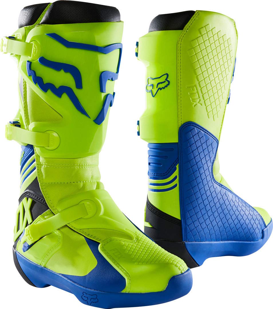 Fox Racing Men's Comp Motocross Dirt Bike Boots, Yellow/Blue, 11