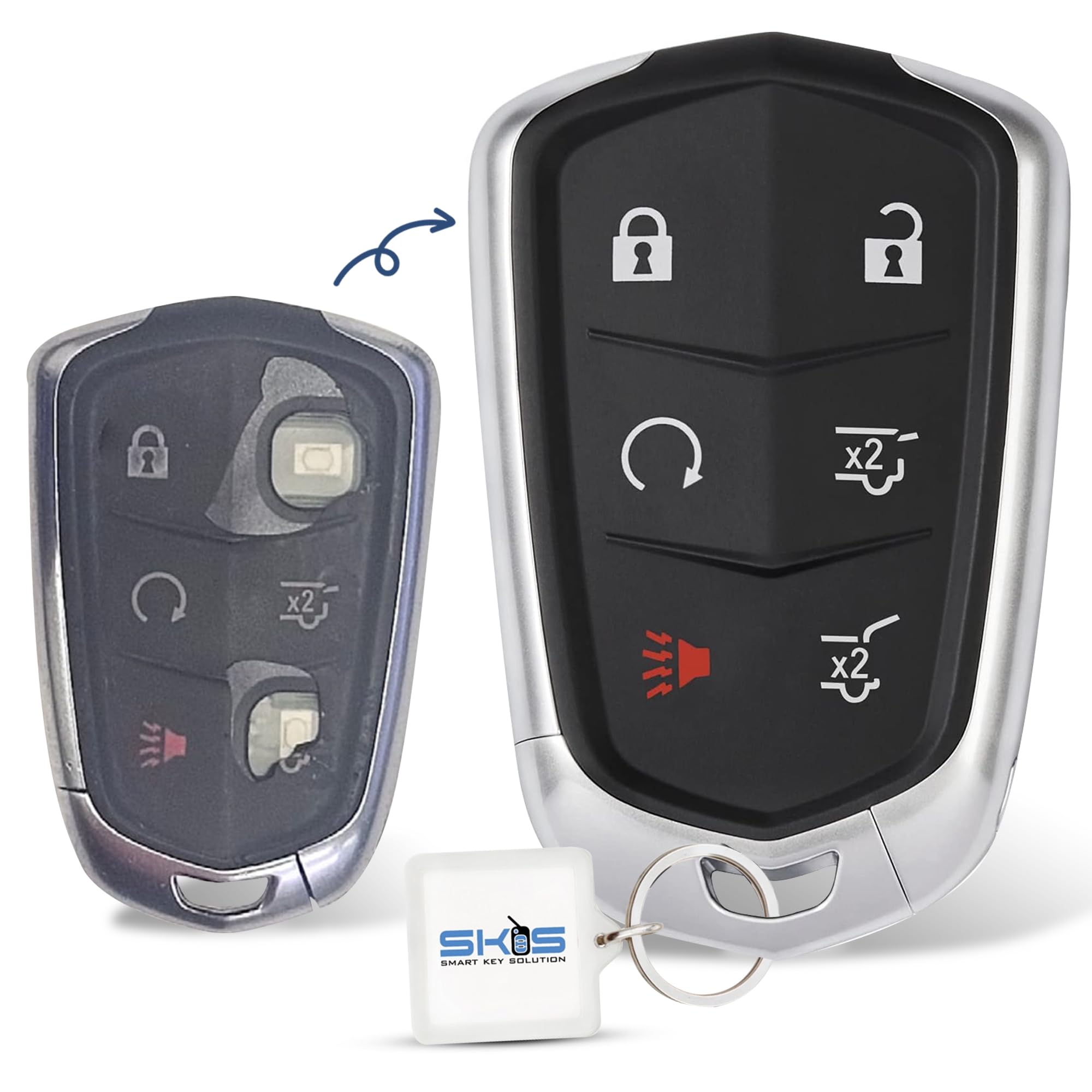 Key Fob Shell Case Replacement Fits For Cadillac Escalade Esv 2015 2016 2017 2018 2019 2020 Keyless Entry Remote Control 6 Butto