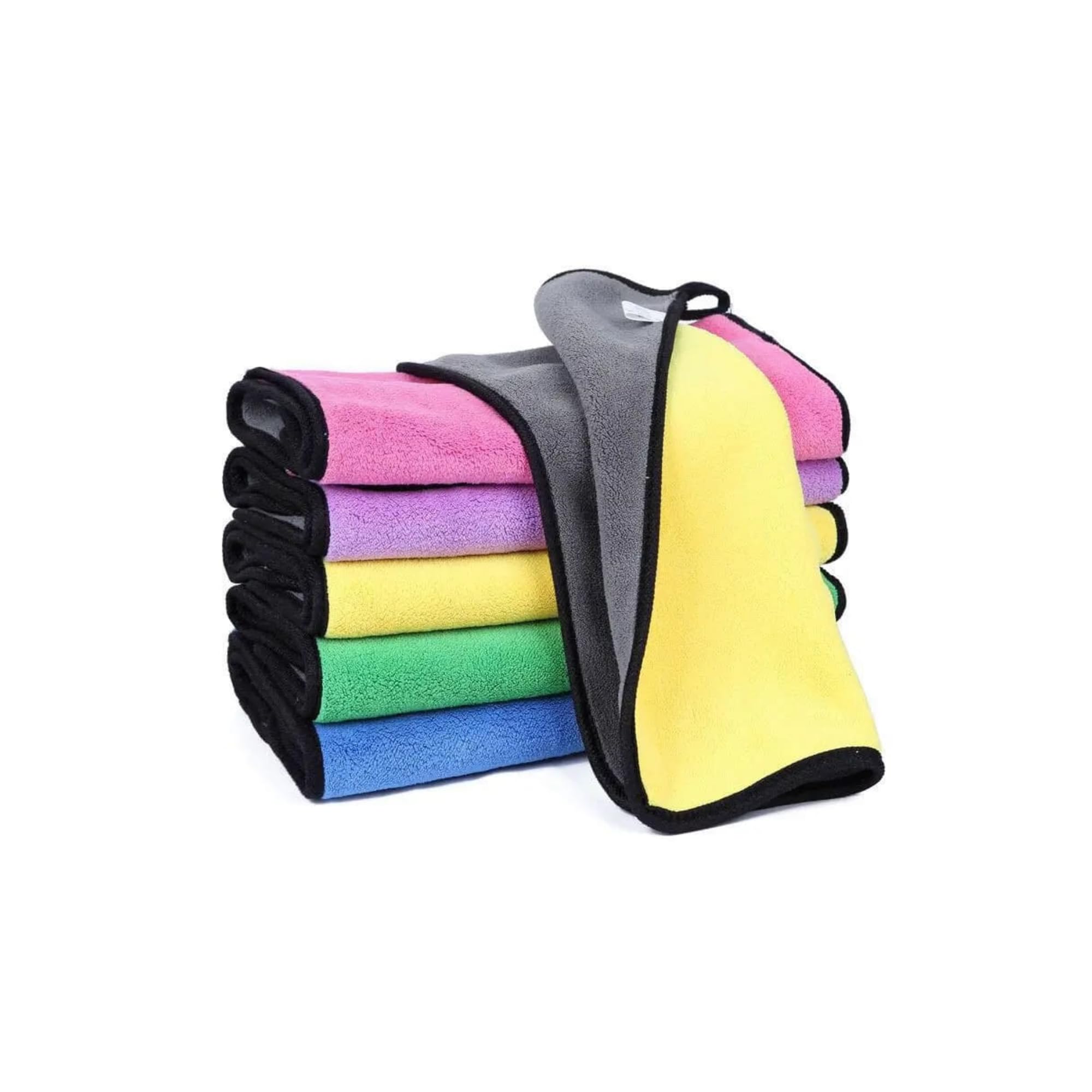 2 Piece 600 GSM Microfiber Double Layered Cloth 30x40 Cms Towel Set Extra Thick Microfiber Cleaning Cloths Perfect for Bike Auto