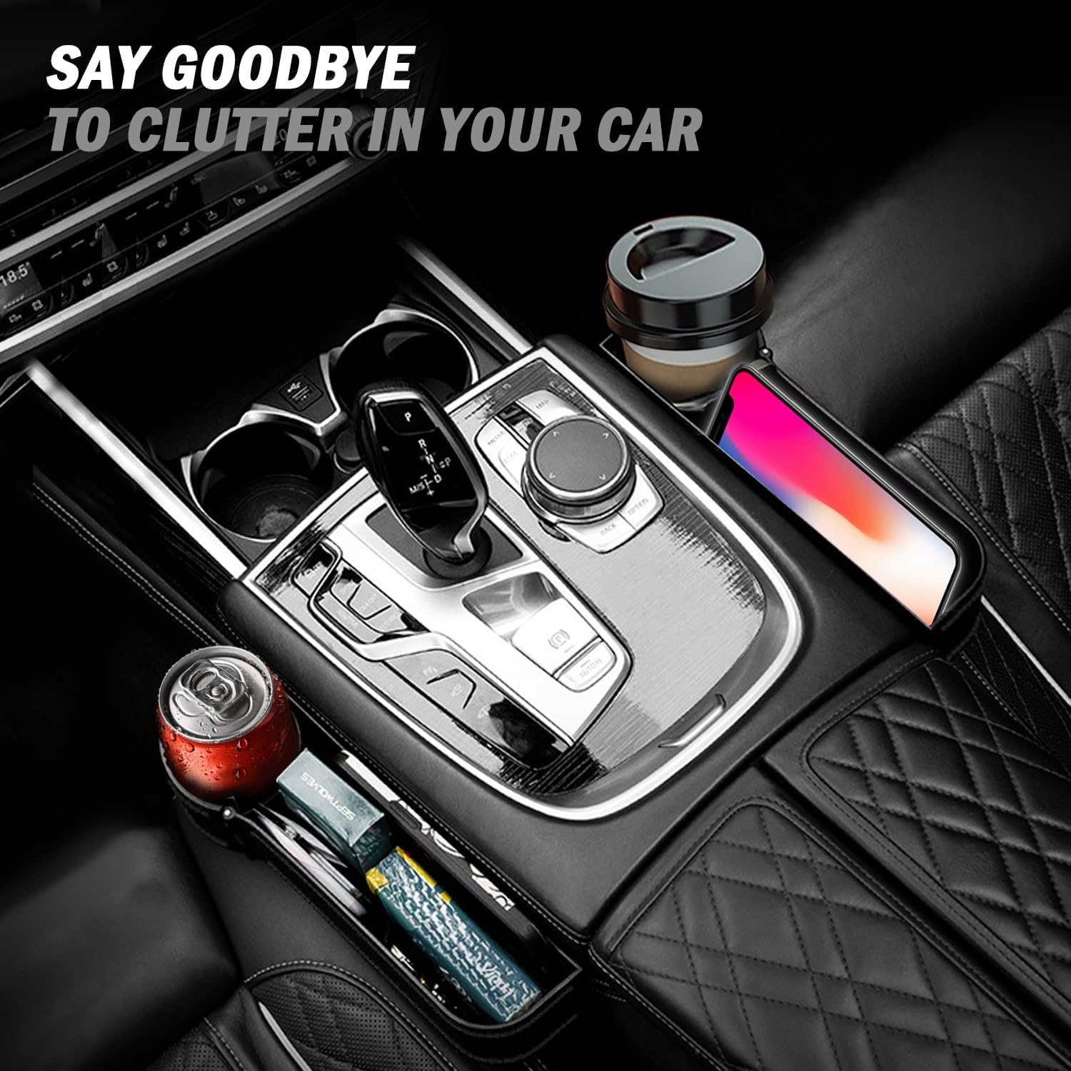 Hiseanllo Car Seat Gap Filler Organizer, 2 Pack Multifunctional Car Seat Organizer with Adjustable Cup Holder, Universal Car Sea