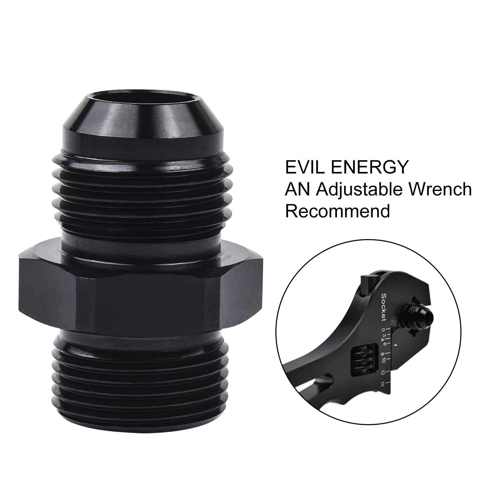 Evil Energy 6An Male Flare To M12 X 1.5Mm Male Metric Fitting Adapter Aluminium Alloy 2Pcs