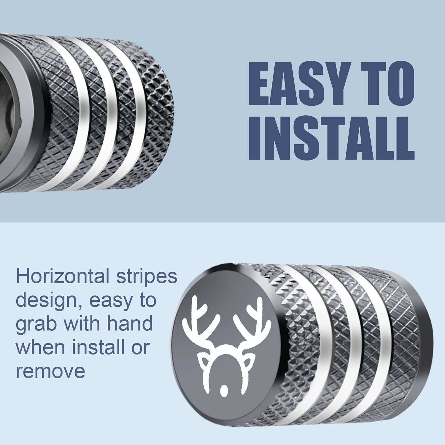 Tire Valve Stem Cap Cover - (5 Pack) Tire Air Cap Corrosion Christmas Reindeer Antler Antlers Auto Accessories Decoration For Car Truck Bike Grey