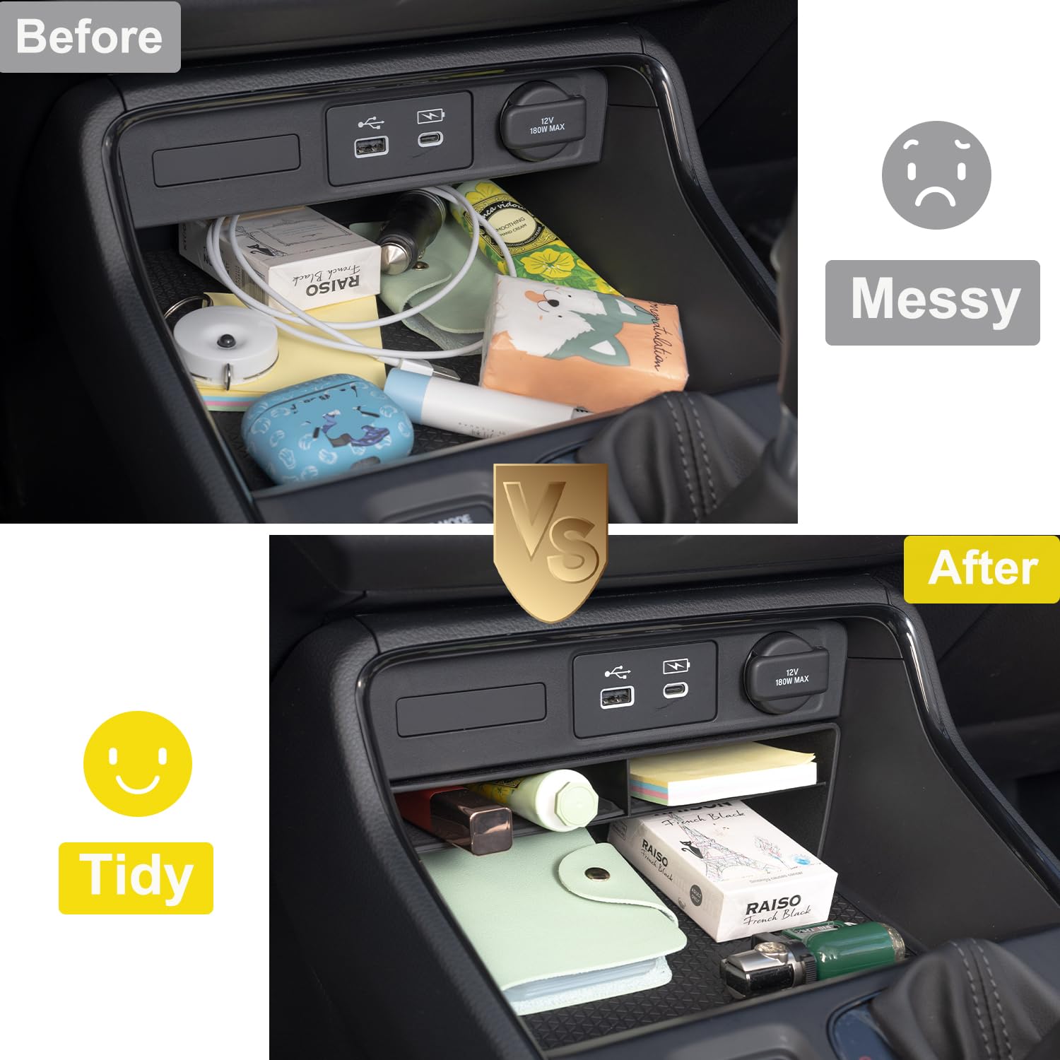 Pimcar 2Pcs Honda Crv Center Console Organizer And Armrest Tray, 2025 2024 2023 Cr-V Hybrid Accessories Abs Plastic Material Ins