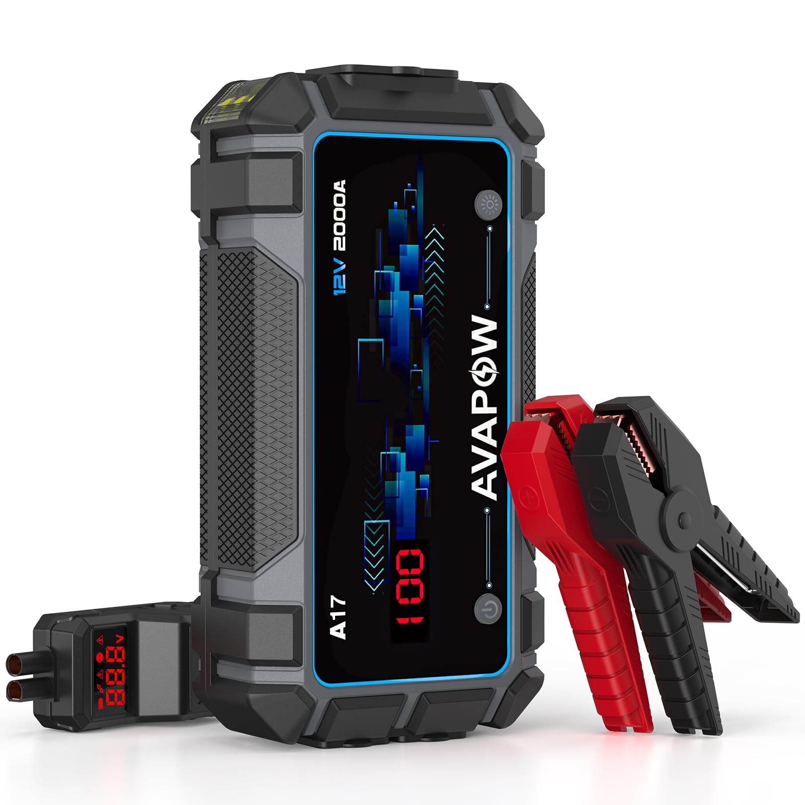 Avapow Car Jump Starter 2000A Peak Jump Boxes For Vehicles(12V 8L Gas/6.5L Diesel Engine) Equipped Fast Wireless Charging Jump S