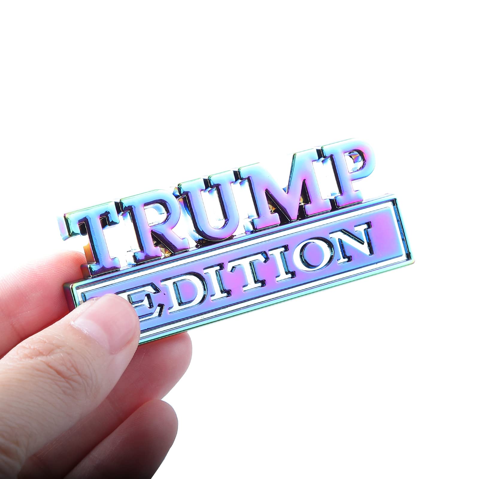 2 Pcs Trump Edition Emblem Car Side Rear Front Hood Trunk Door Badge 3D Decal Sticker Fit For Car Truck Suv (Trump, Electroplate