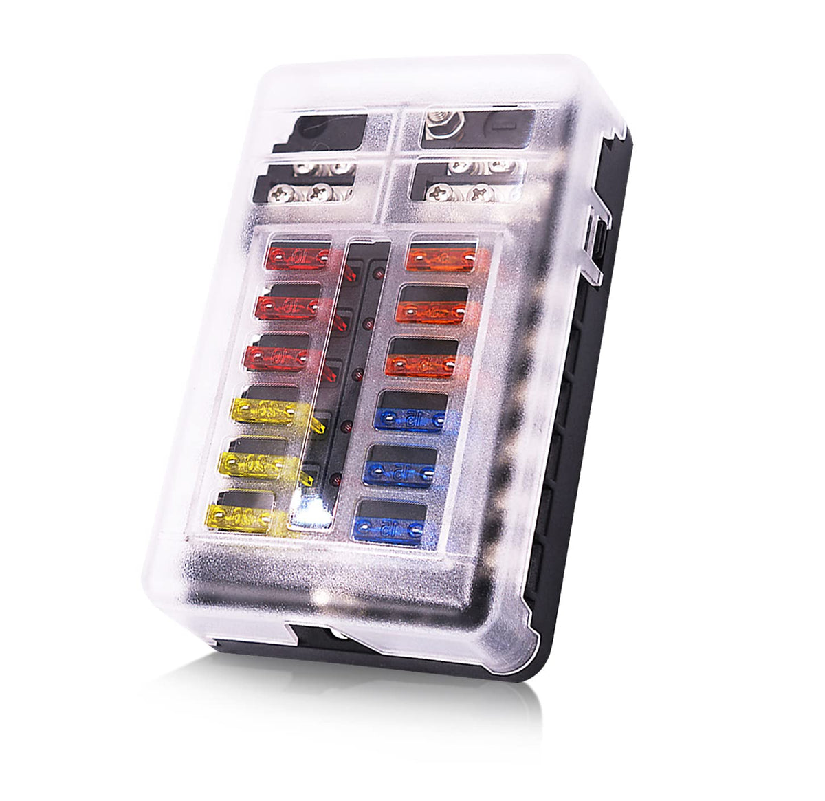 12 Way 12V Blade Fuse Block,12 Circuit Atc/Ato Fuse Box Holder With Led Indicator Waterpoof Cover For 12V/24V Automotive Truck B