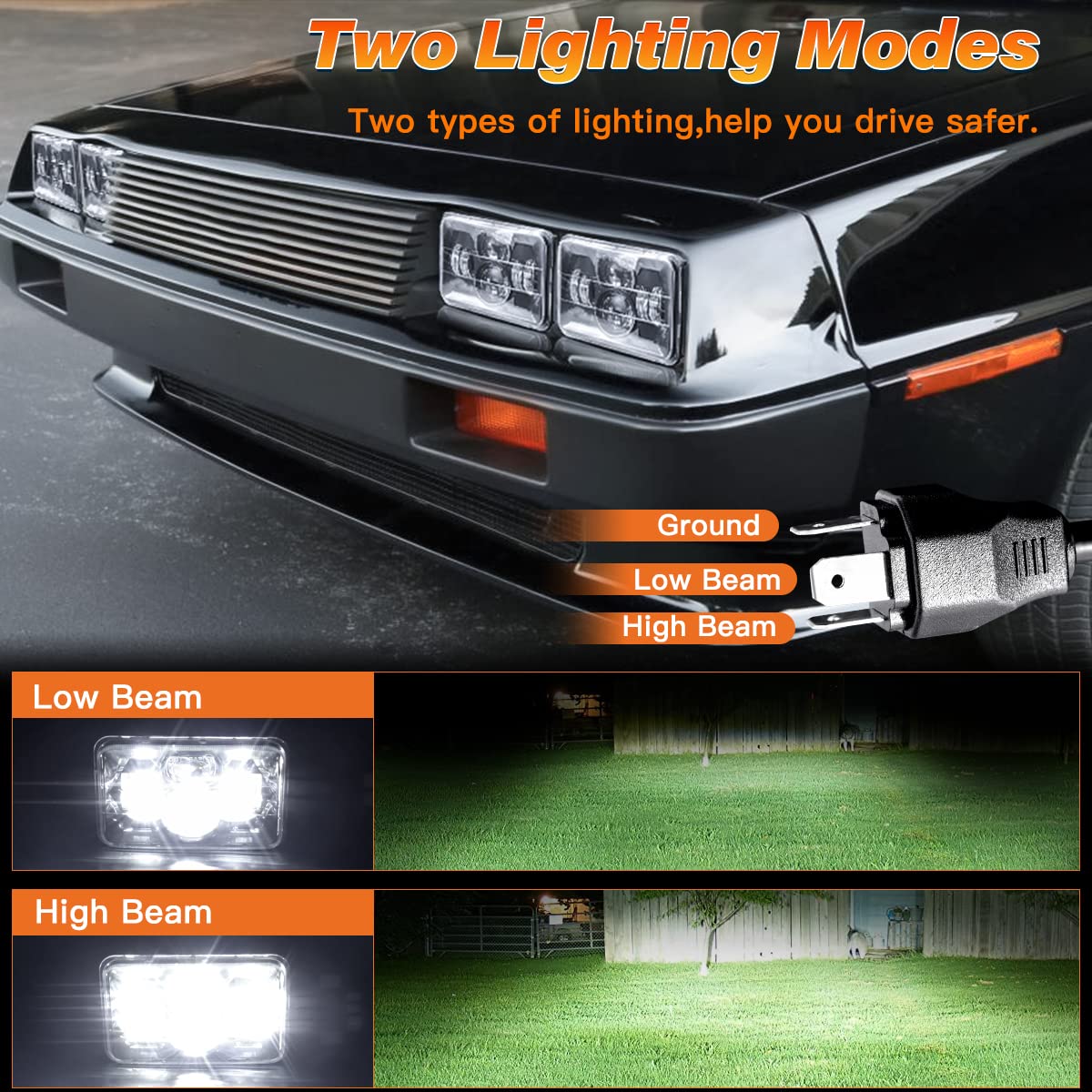 Baolicy 4X6 H6545 Led Headlights Dot Approved 4Pcs White Hi/Low Sealed Beam Rectangle H4668 H4656 H6545 Headlights For Chevrolet