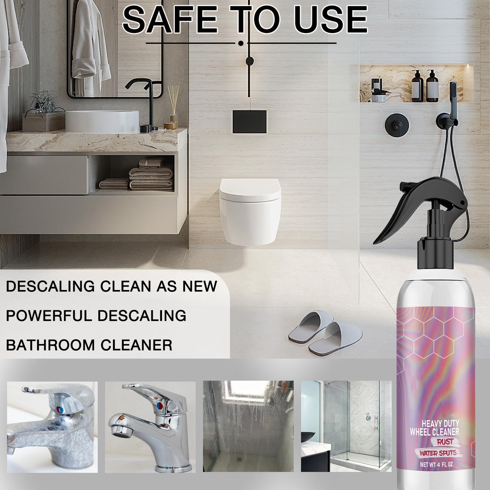 Glass Cleaner, Heavy-Duty Wheel Cleaner, Wheel and Tire Cleaner Multi Purpose, Powerful Water Spot Remover for Cars, Easily Remo