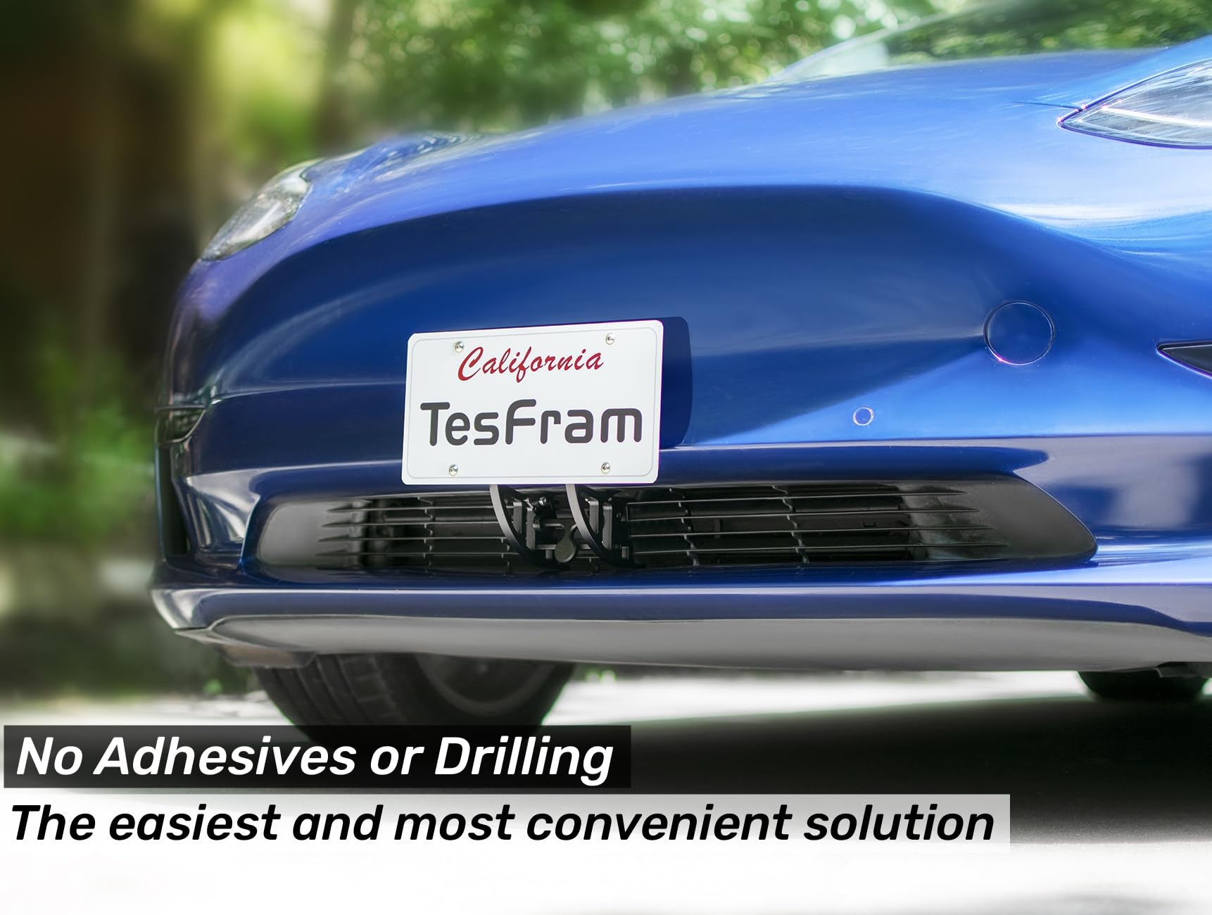 Tesfram 2023-2017 Model 3 License Plate Mount, Height-Adjustable & No Drilling Front License Plate Holder With Anti Theft Featur