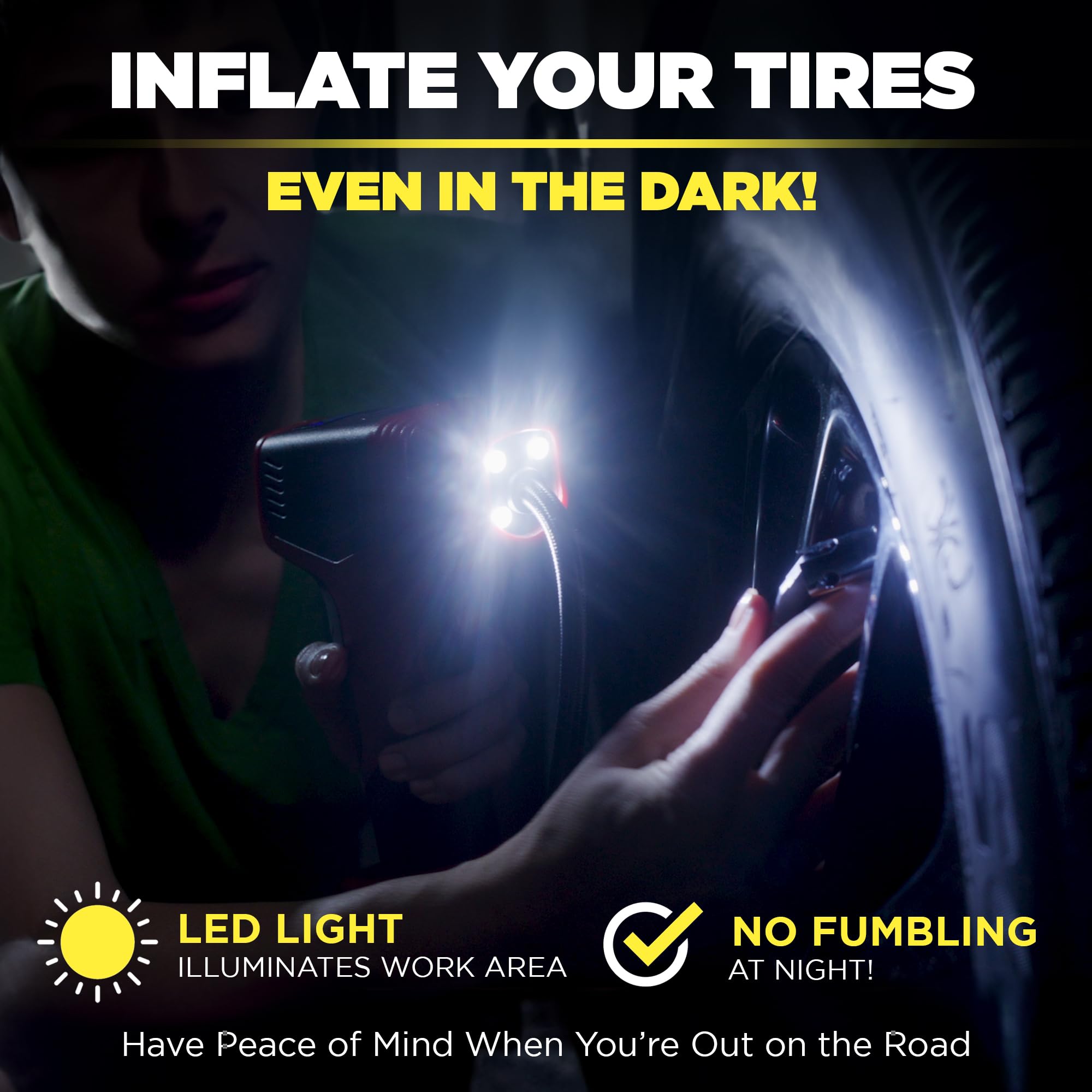 Emson Bullseye Pro Ason Tv Digital Tire Inflator Automatic 150 Psi W/Gauge Display Screen & Pre-Set Pressure In Kpa,Psi,Bar,Kg/C