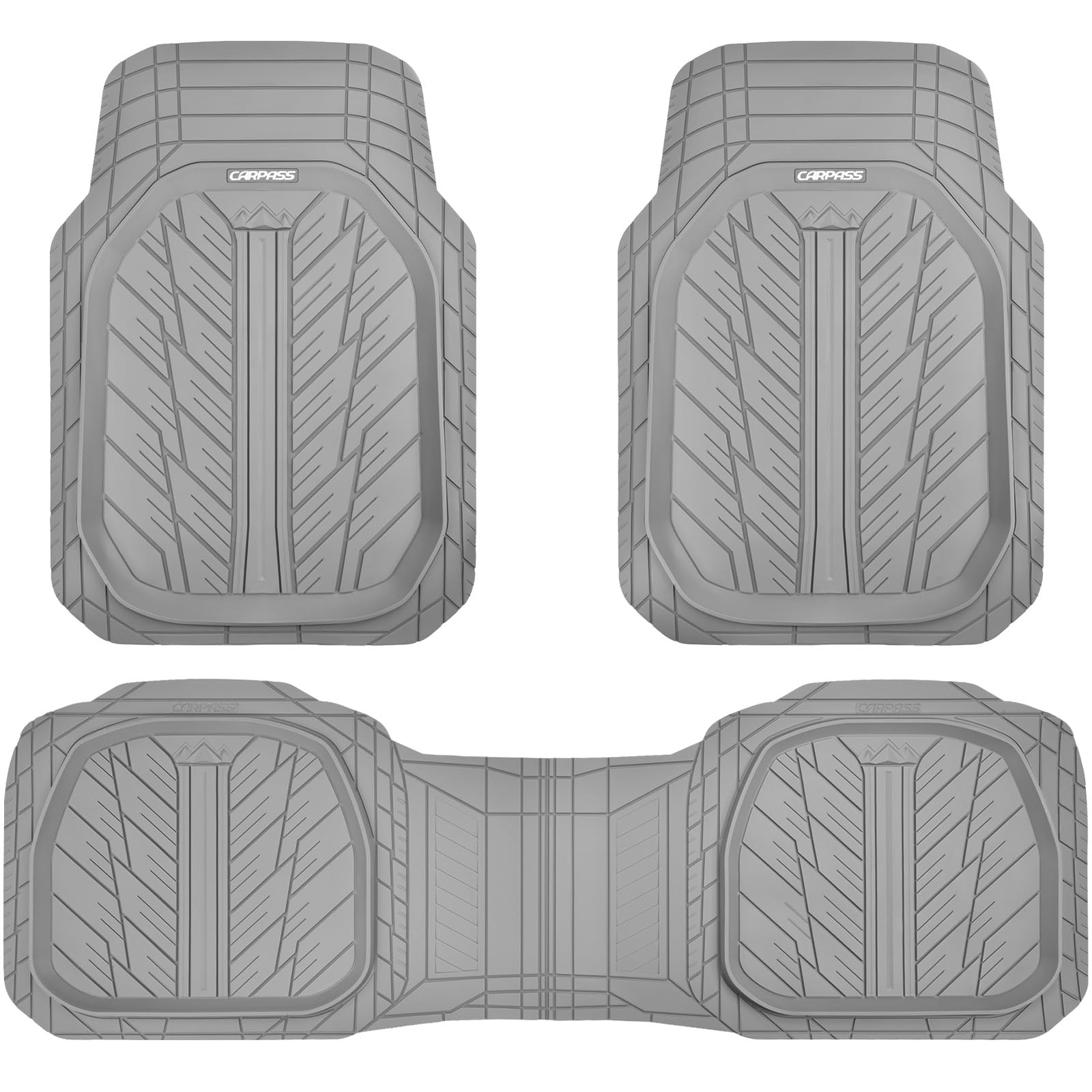 Car Pass Deep Dish Rubber Floor Mats For Cars Full Set,Heavy Duty Car Mats,Universal Waterproof Trim-To Fit Automotive Floor Mat