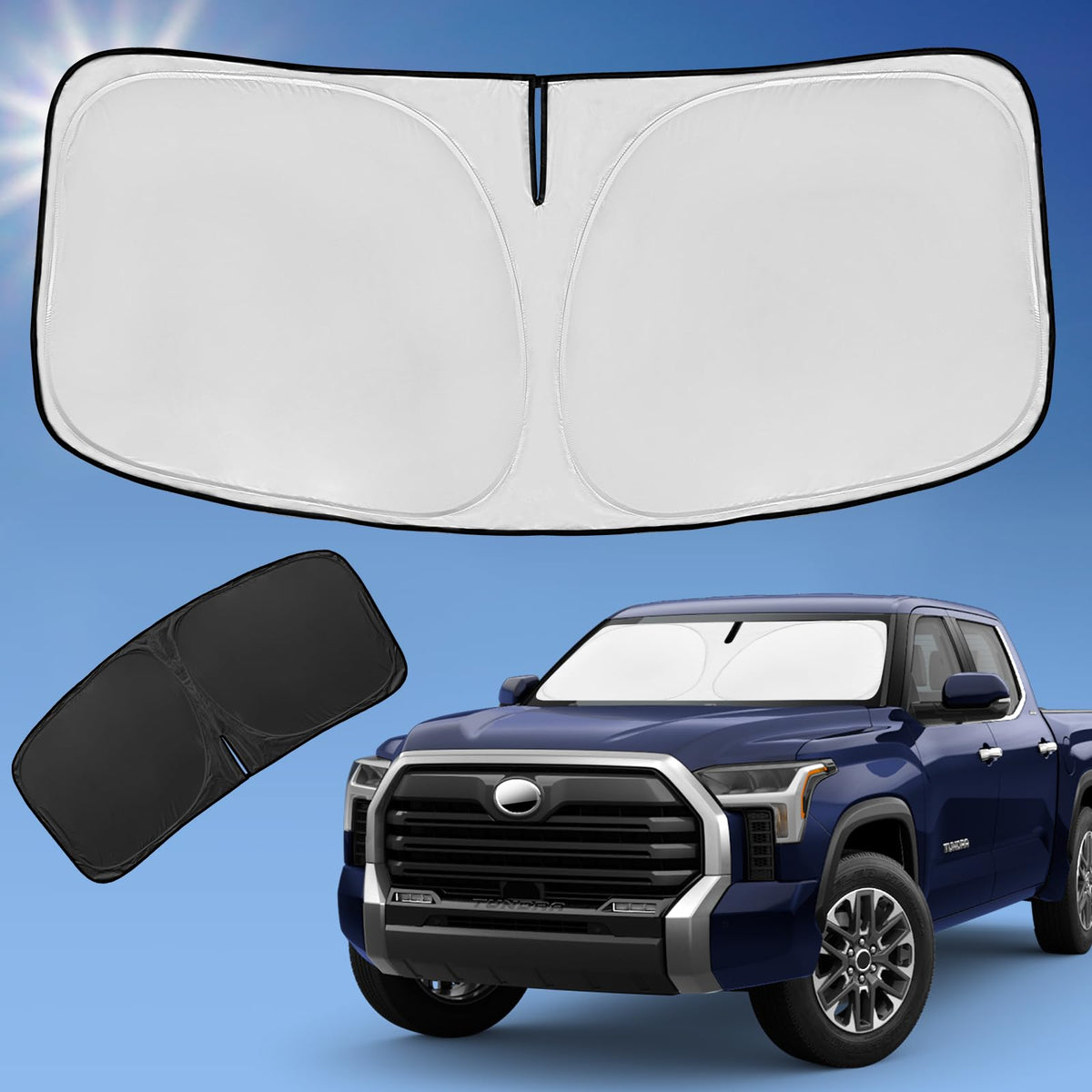 Sun Shade Sunshade For Toyota Tundra Windshield Cover, 4-Layer Front Window Shade Custom Fit Tundra 2022-2024 2025 Limited Sr5 P