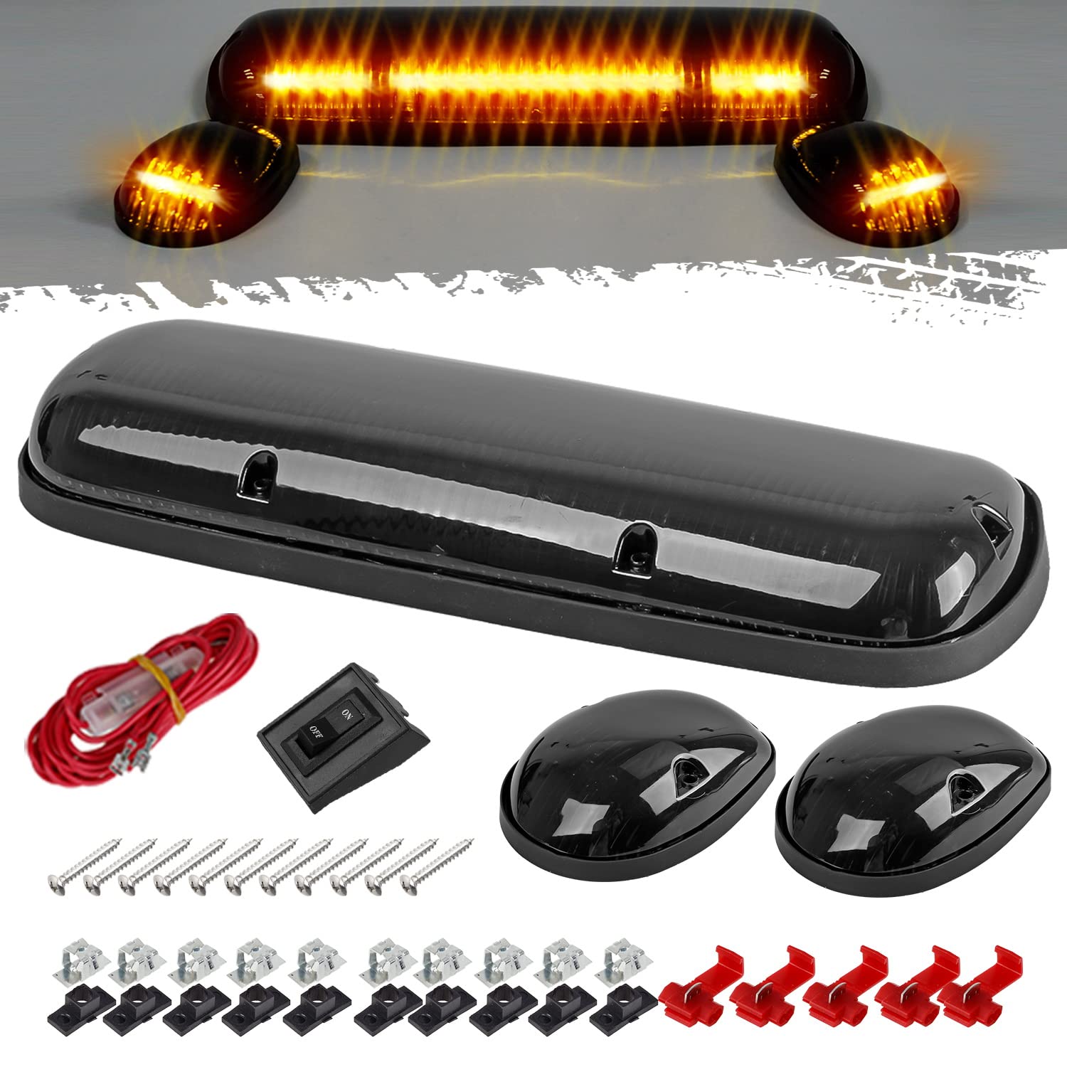 Partsam 3Pcs 30Led Cab Marker Roof Running Lights Assembly Compatible With Silverado/Sierra 1500 1500Hd 2500 2500Hd 3500 2002-20