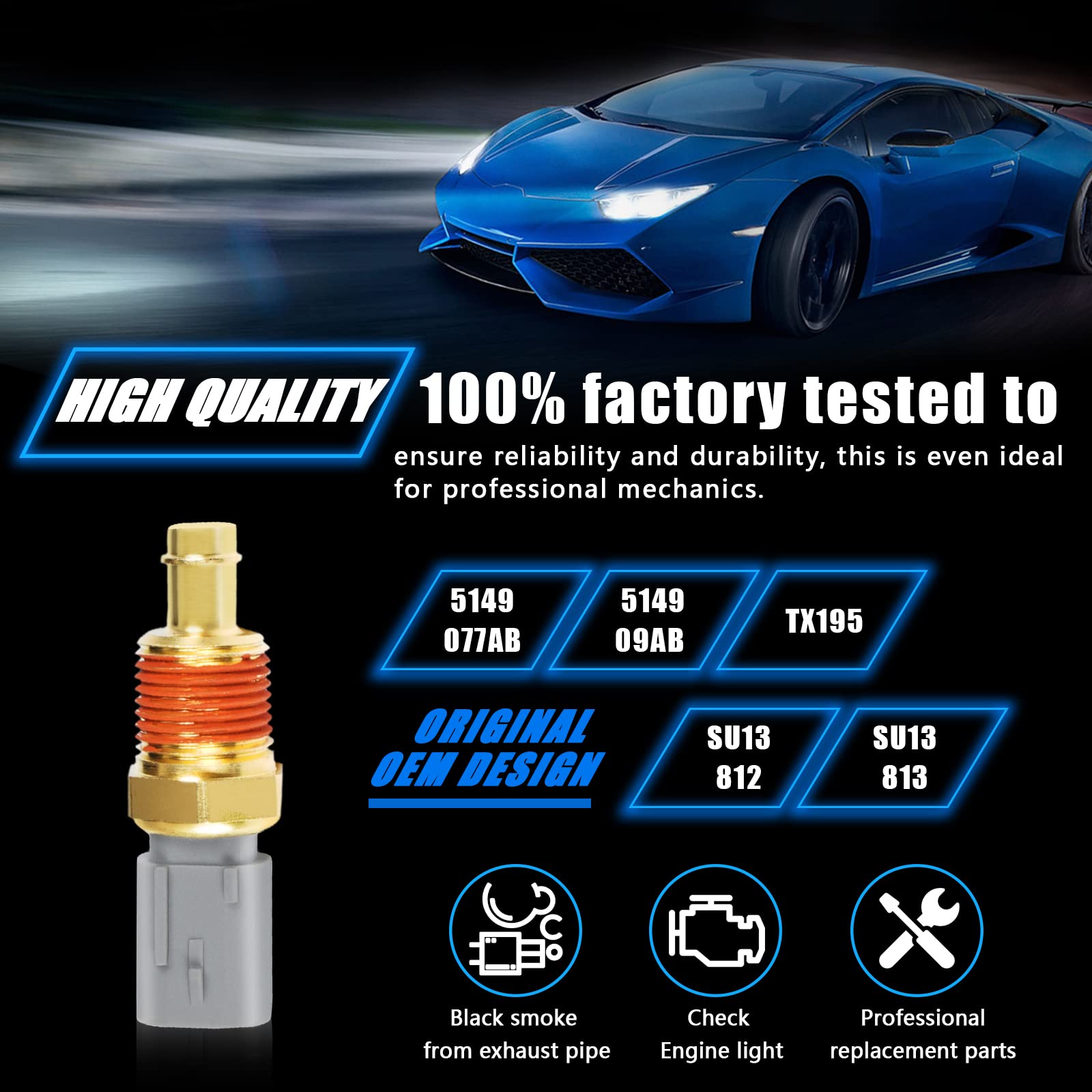 Otuayauto 5149077Ab Premium Engine Water Coolant Temperature Sensor - Replacement For Jeep Wrangler Grand Cherokee Liberty Comma