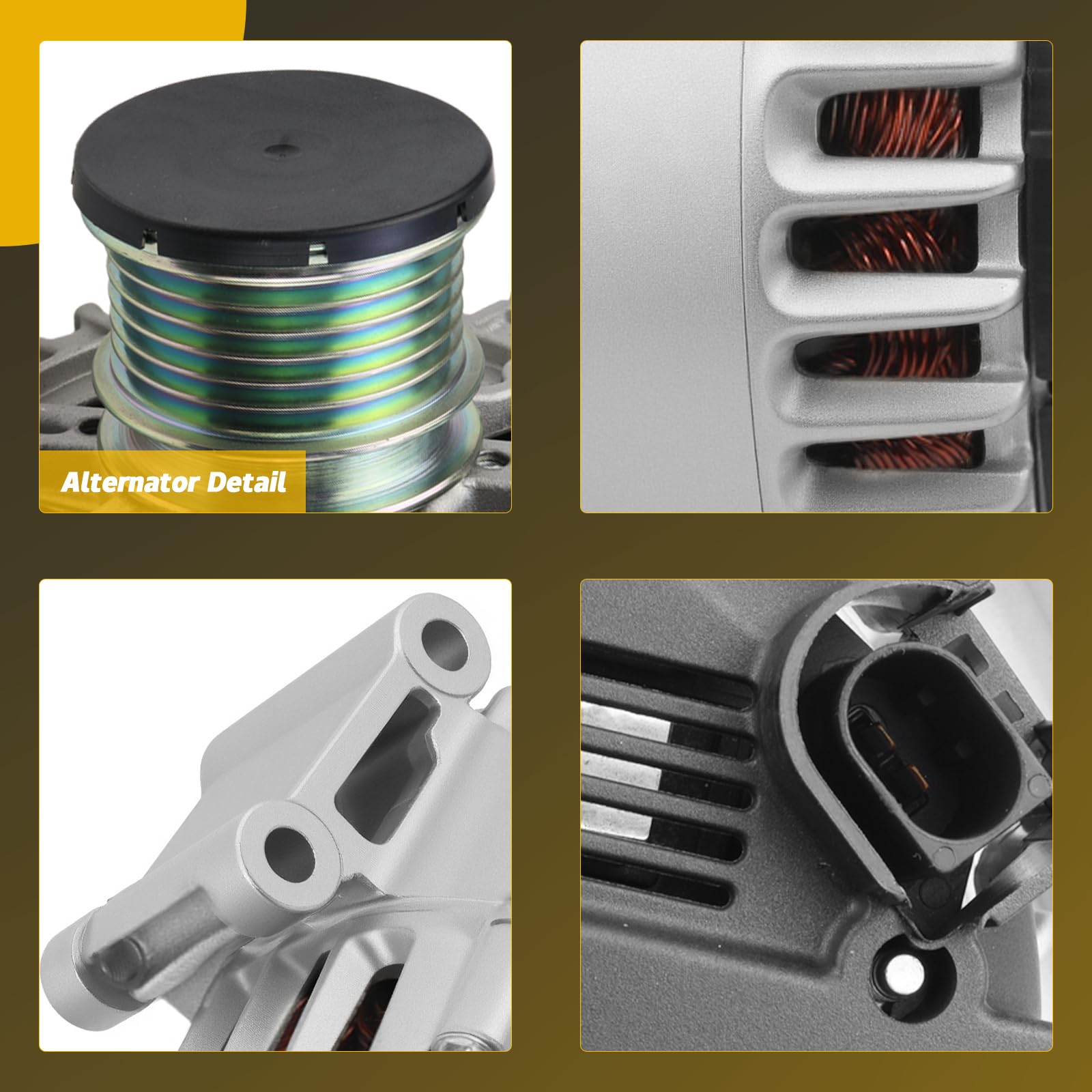 YINAVAGAD Alternator for Mercedes-Benz W204 C250 L4 1.8L 2012 2013 2014 2015, 12V 150A Clockwise 6-Groove Clutch Pulley, Replace