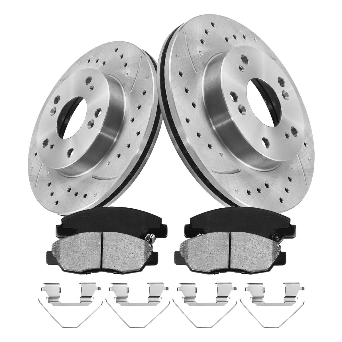 Gaiasurge Brake Pads And Rotors Kit Compatible With 2006-2011 Honda Civic, Front Automotive Replacement Brake Kits 31311 D1578-8791 Drilled And Slotted Rotors Anti-Rust Oil 261.7Mm(10.3In)