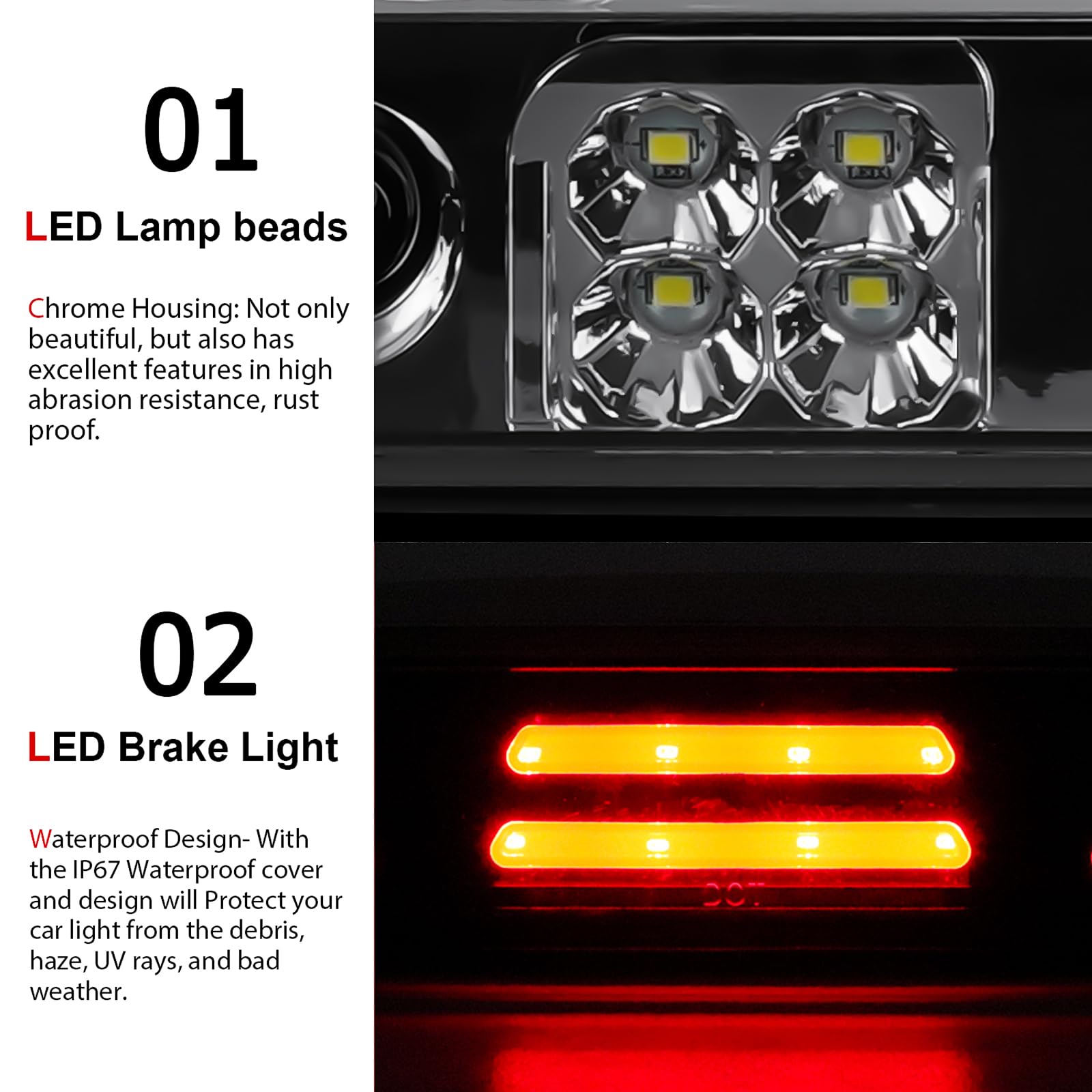 Tresound Led 3Rd Third Brake Light For 2014-2018 Chevy Silverado & Gmc Sierra 1500 2500 Hd 3500 Hd Rear High Mount Stop Cargo La
