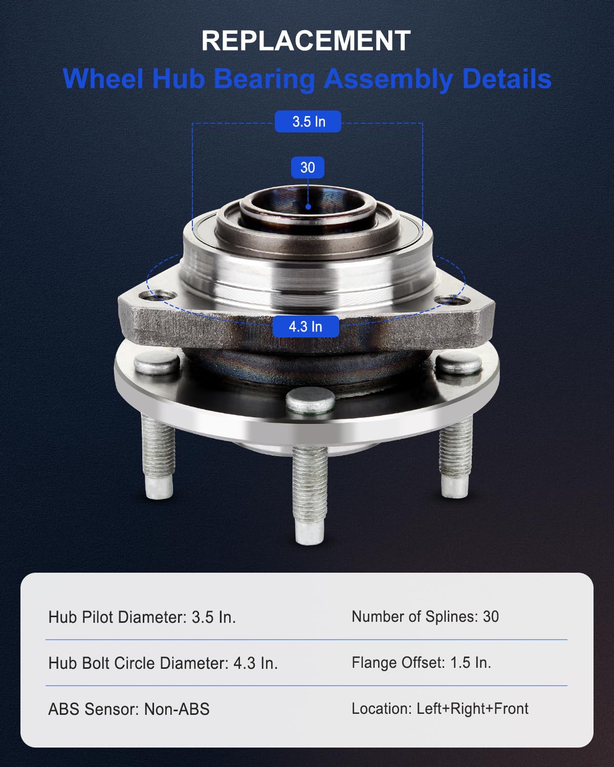 ECCPP Front Wheel Hub Bearing Assembly fit for 2004 2005 2006 2007 2008 Chevy Malibu Pontiac G6 5 Lugs Compatible with 513215