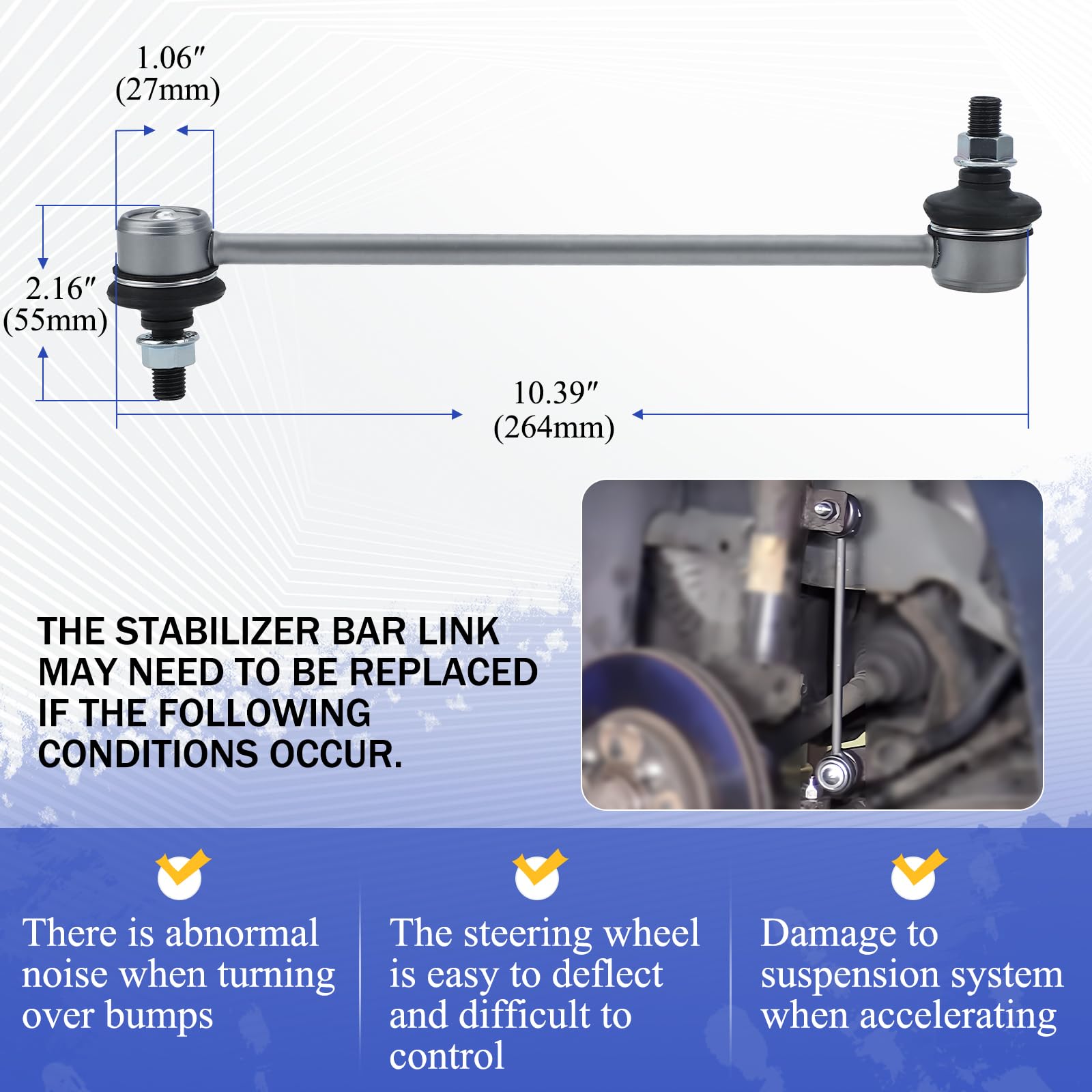 K80066 Zinc-Nickel Alloy Front Stabilizer Sway Bar Links For 2000-2011 Ford Focus Replaces # 5S4Z5K484Aa Ys4Z5K484