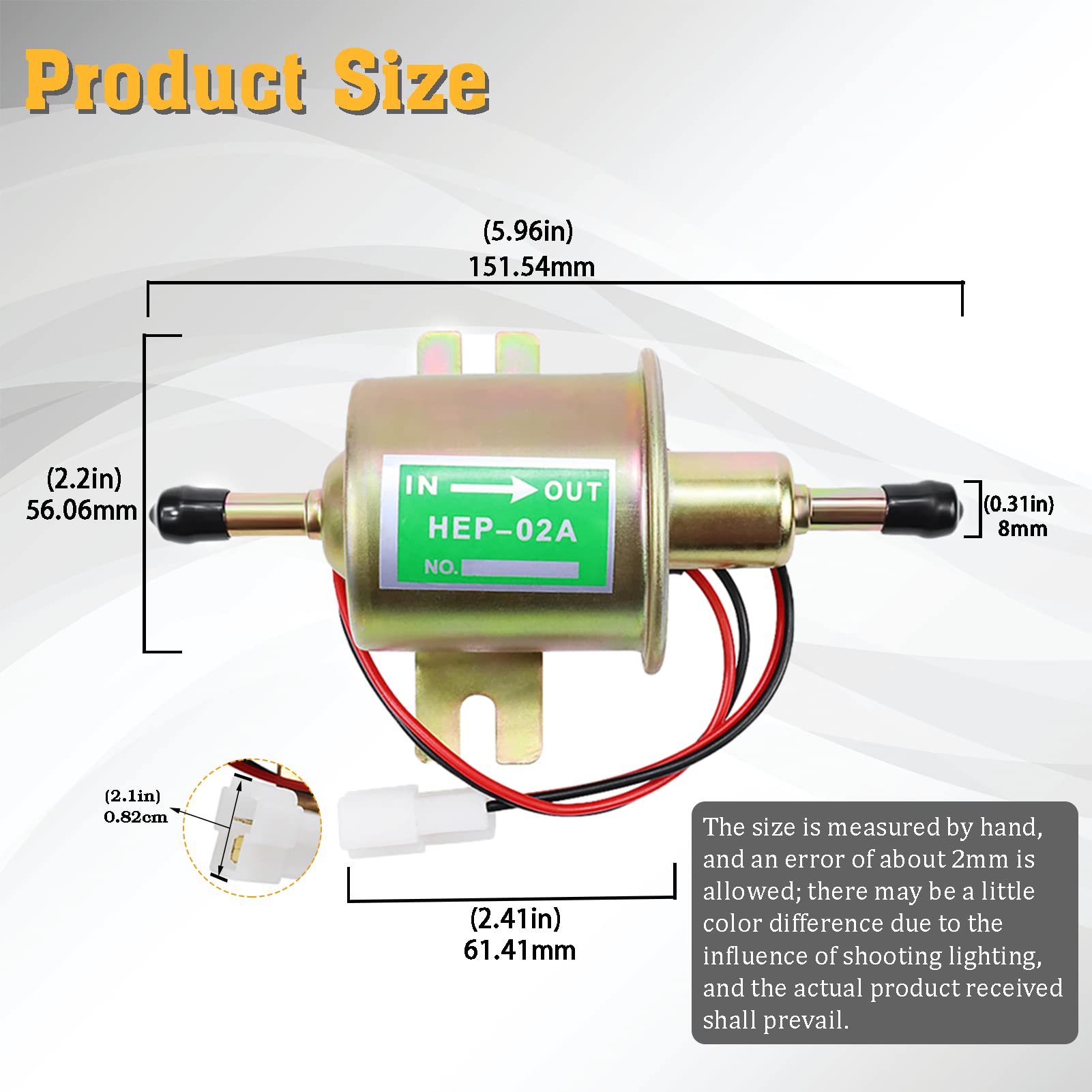 12V Electric 1/4 Fuel Pump Universal Low Pressure Transfer Inline Fuel Pump For Motorcycle Carburetor Lawn Mower Gas Diesel Engi