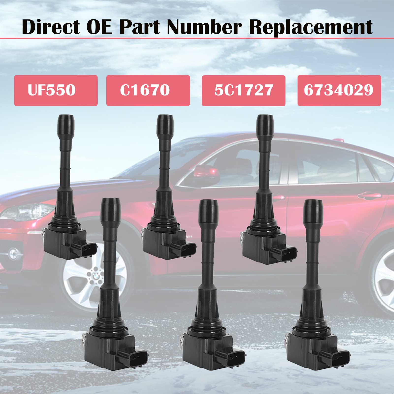 Set of 6 Ignition Coil Packs & Spark Plugs Fits For 3.5 V6 Nissan Murano Maxima Altima Pathfinder Infiniti G35 EX35 JX35 2009 20