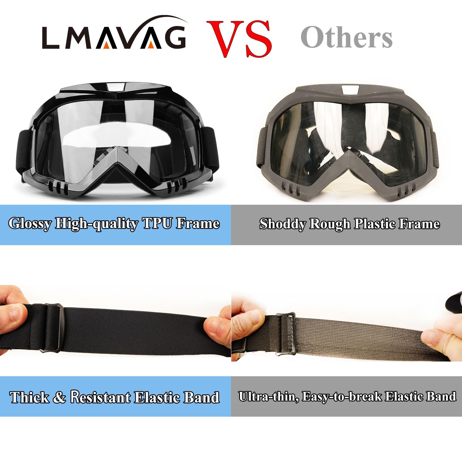 Professional Motorcycle Motocross Goggles 2-Pack Dirt Bike Atv Riding Racing Wide Vision Glasses Anti-Fog Scratch Windproof Dust