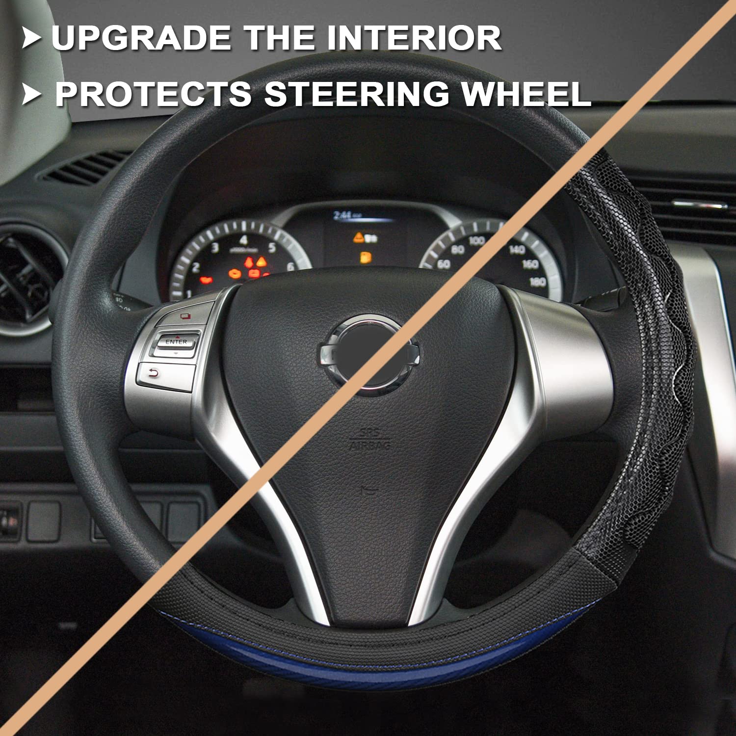 Giant Panda Steering Wheel Cover For Nissan Rogue - Car Steering Wheel Cover For Nissan Altima Sentra(Blue-Round-Shaped)