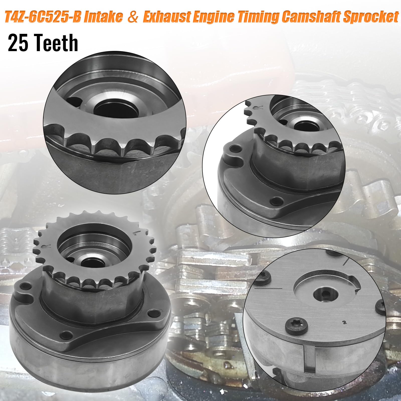 4PCS Intake & Exhaust VVT Cam Phaser Timing Camshaft Sprocket Fit for Expedition Mustang Explorer Taurus, Lincoln Navigator F150