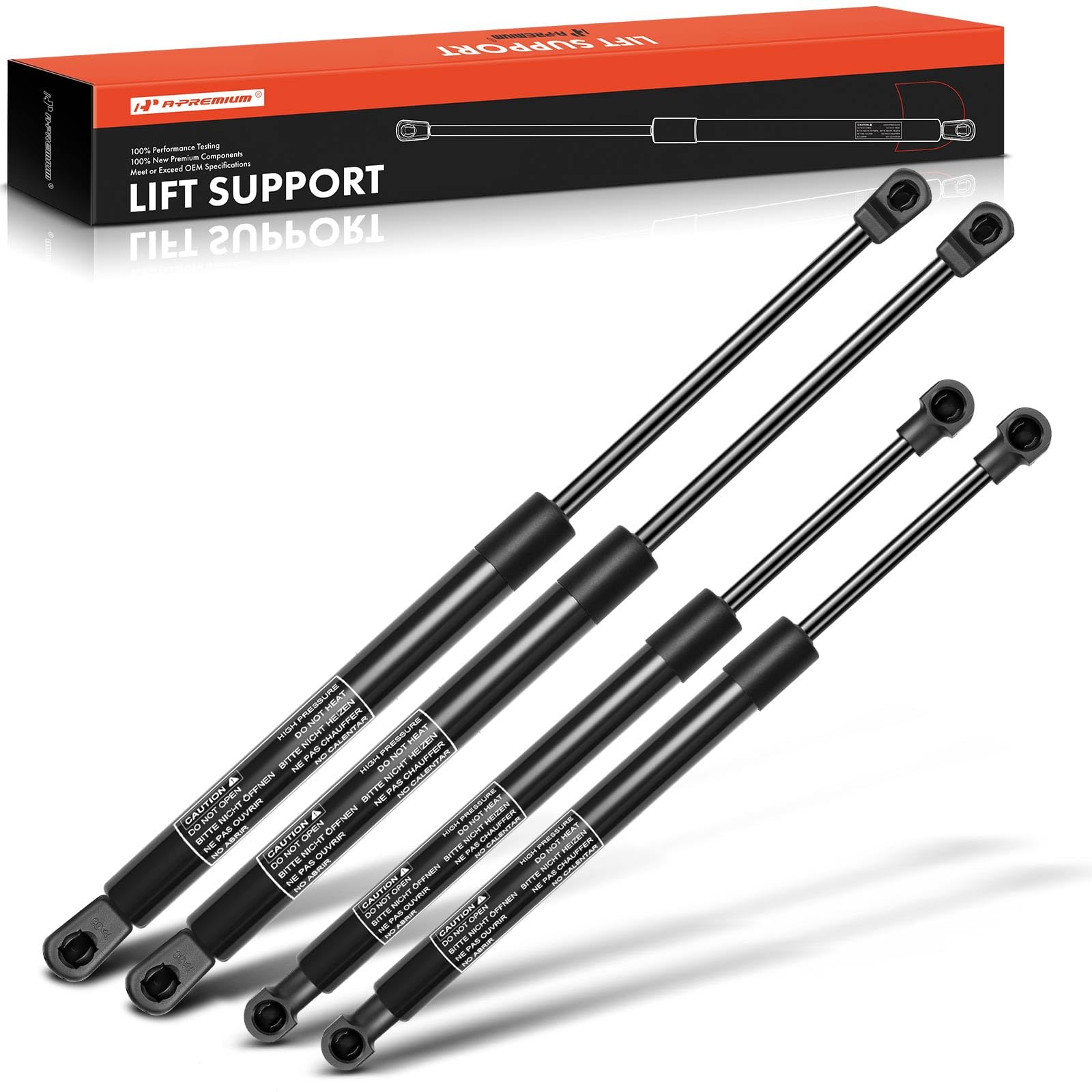 A-Premium Hood And Rear Tailgate Lift Supports Shock Struts Replacement For Nissan Murano Z50 2003-2007 4-Pc Set