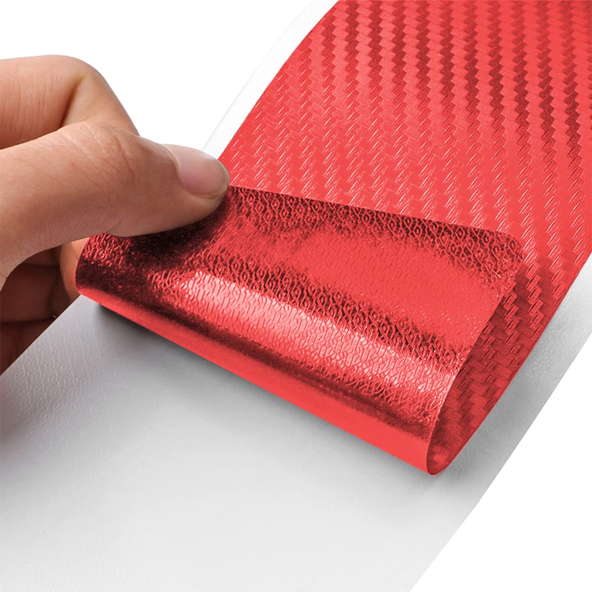 Car Rear Bumper Protector Guard, Carbon Fiber Anti-Scratch Sticker To Protect Car Door Edge, Trunk Sill Door Entry Trim Cover Guards, Exterior Accessories Universal For Most Cars, Suvs (Red)
