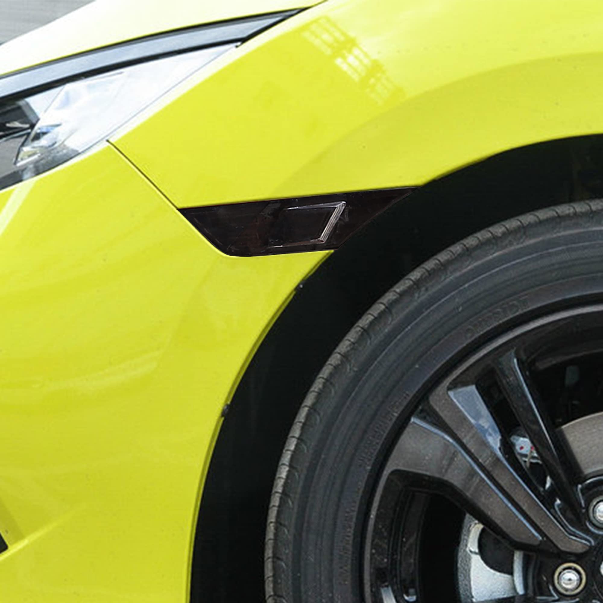 TOMALL Vinyl Film Compatible with Honda Civic Sedan Coupe Hatchback 2016-2021 Side Marker Fender Turn Signal Lights Tint Self Adhesive Decals Car Vinyl Smoke Stickers (Black)