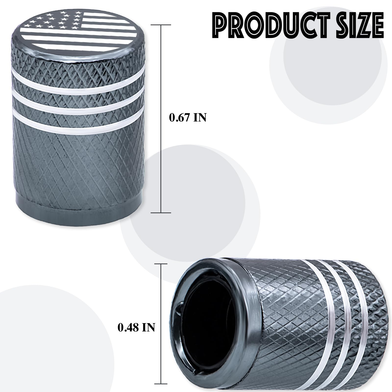 Meajoo 5Pcs Usa Flag Tire Valve Stem Caps, Aluminum Air Caps Cover, With Plastic Liner Corrosion Resistant Leak-Proof, Universal