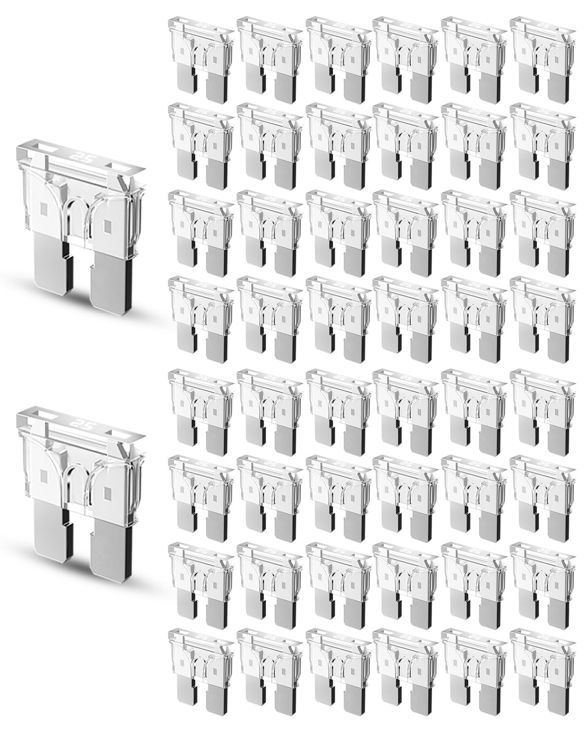 Riseuvo 50Pcs 25A Standard Car Fuses - 25 Amp Automotive Fuses(Ato/Apr/Ats), 32V (12/24V) Blade Fuse For Rv/Truck/Suv