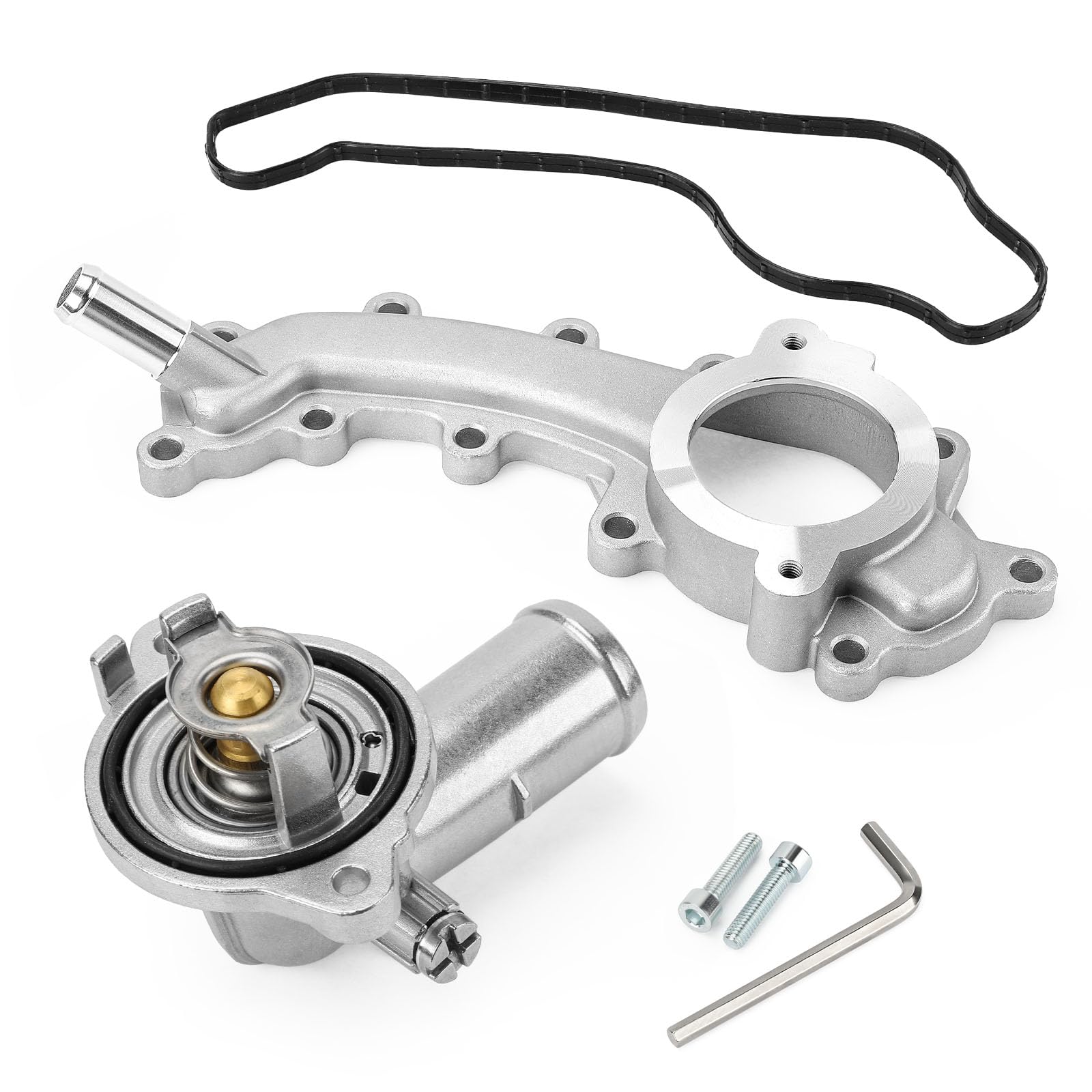 Upgrade Aluminium Thermostat Housing Assembly and Engine Coolant Crossover Water Outlet Pipe for Dodge Durango 2011-2015 Jeep Gr