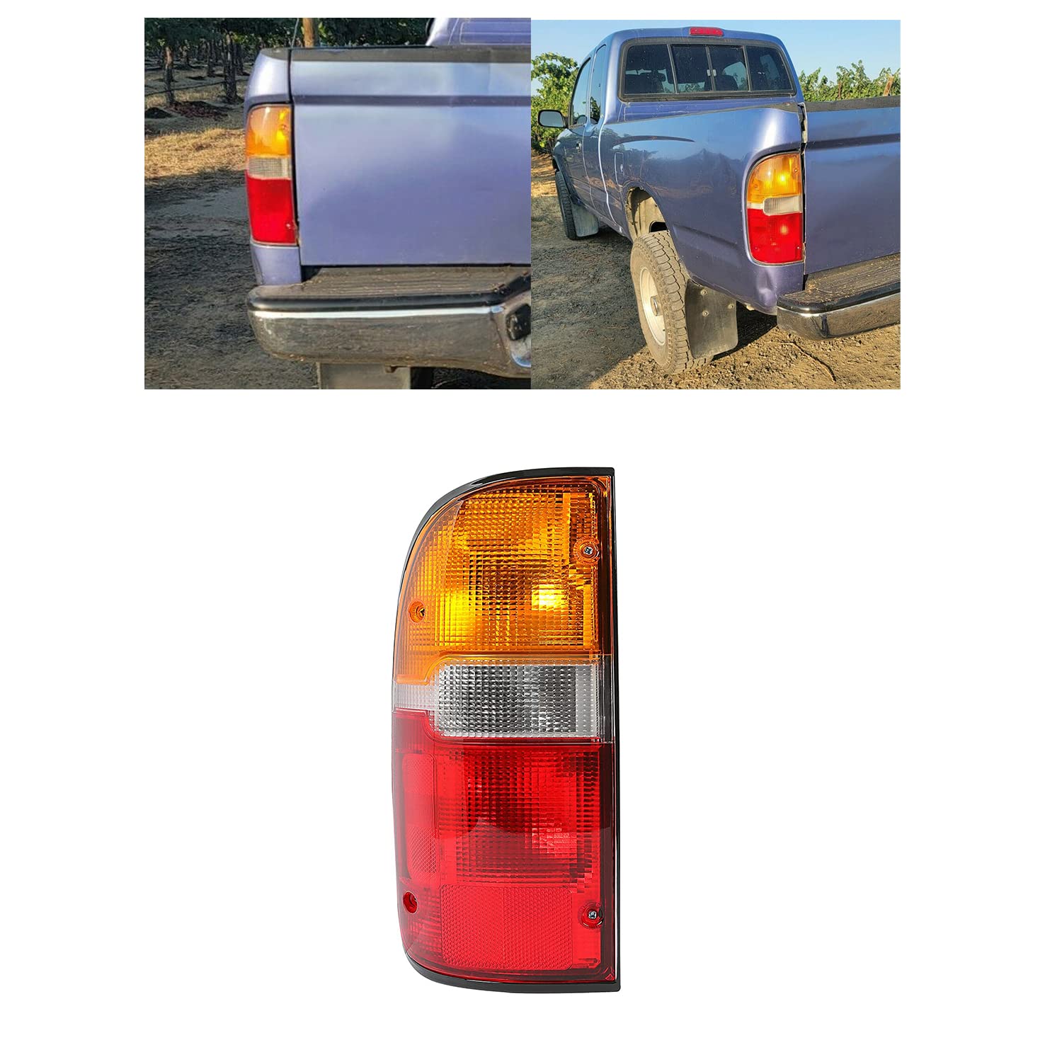 Ecotric Tail Light Compatible With 1995-2000 Toyota Tacoma Truck Lamp Taillight Rear Signal Brake Light Driver Side Left W/Bulb(