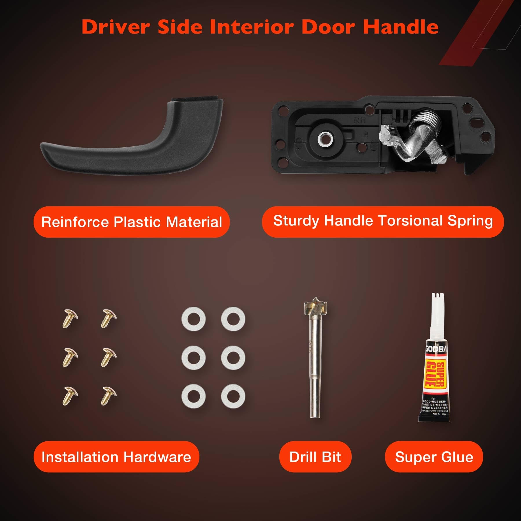 Atracypart Interior Door Handle Kit Front Rear Right Passenger Side | For 2007-2014 Chevy Silverado Tahoe Suburban Avalanche, Gm