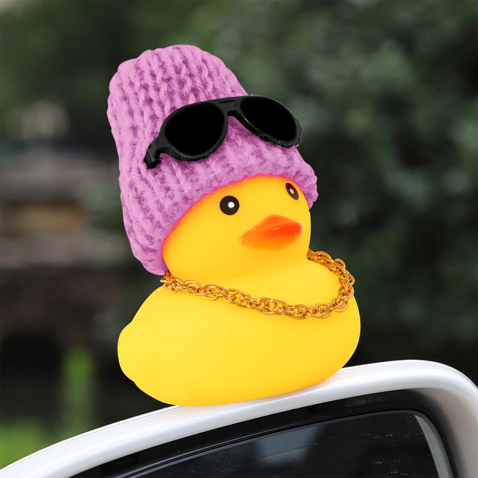 Wonuu Rubber Duck Car Ornaments 2Pcs Yellow Duck Car Dashboard Decoration With Mini Hat