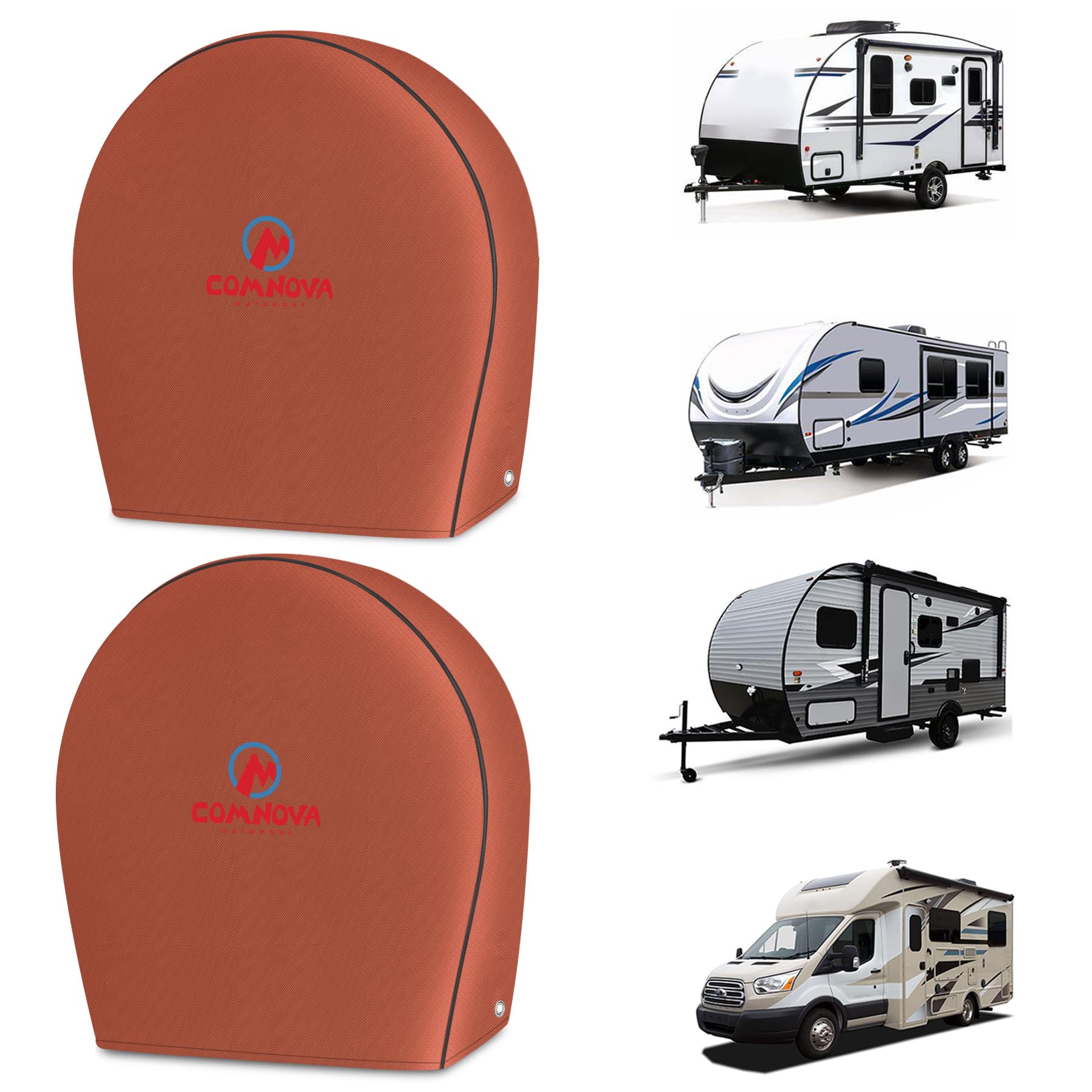 Comnova Rv Tire Covers 2 Pack - 600D Tough Tire Wheel Cover Protector For Rv, Truck, Suv, Trailer, Camper, Boat And Van, Waterpr